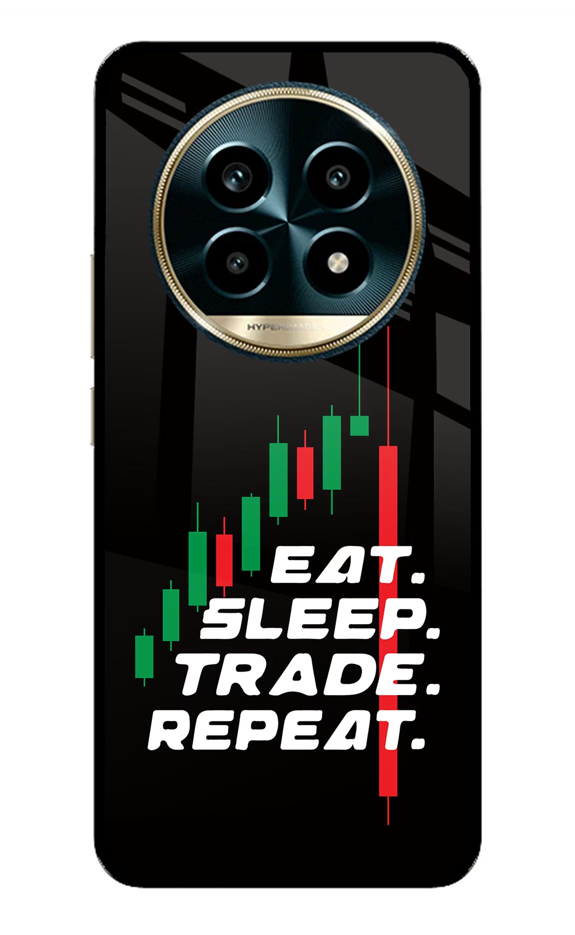Eat Sleep Trade Repeat Realme 13 Pro 5G Back Cover - Eat Sleep Trade Repeat Realme 13 Pro 5G Glass Case Back Cover by Casekaro Eat Sleep Trade Repeat Realme 13 Pro 5G Glass Case Back Cover by Casekaro