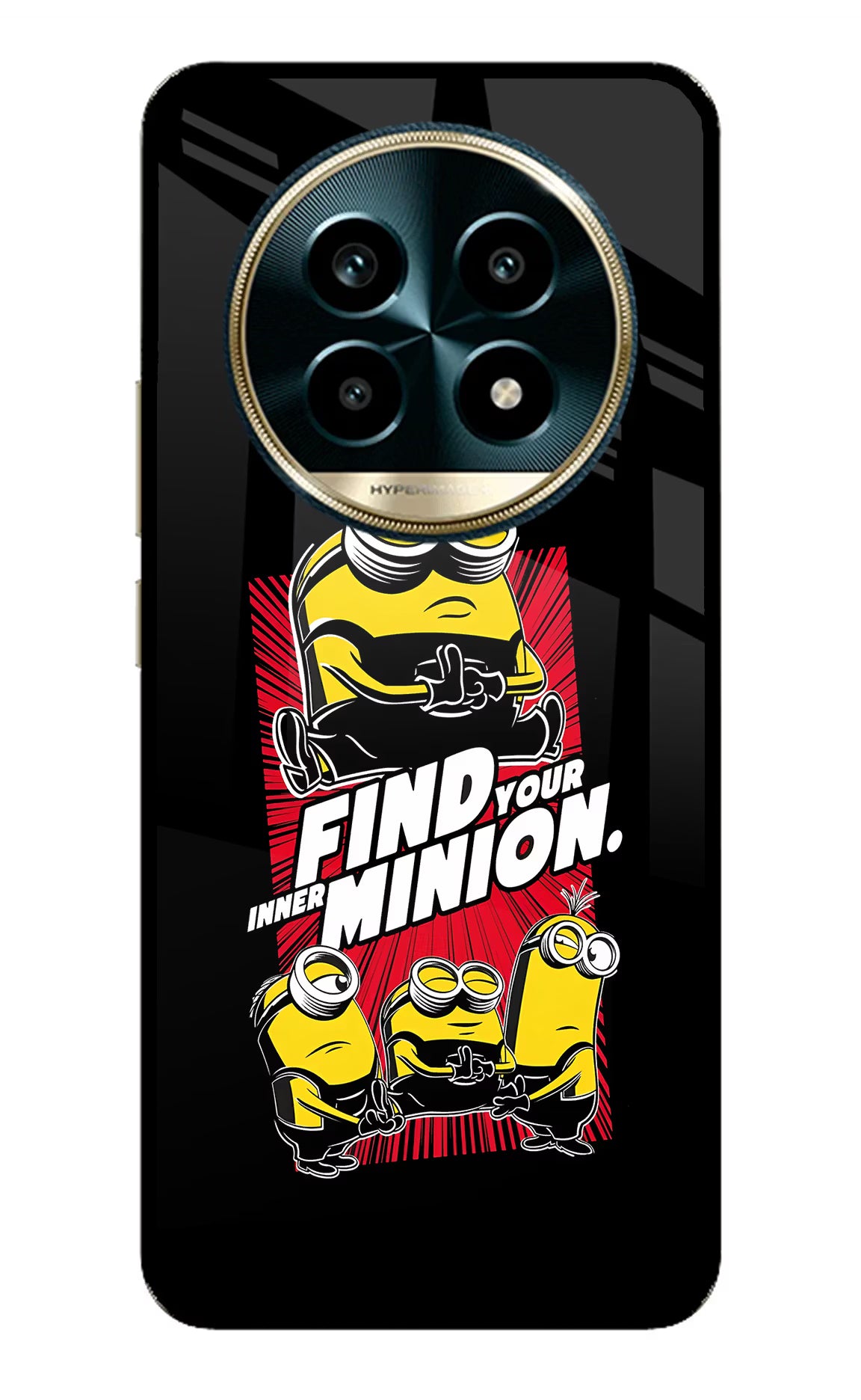 Find your inner Minion Realme 13 Pro 5G Back Cover - Find your inner Minion Realme 13 Pro 5G Glass Case Back Cover by Casekaro Find your inner Minion Realme 13 Pro 5G Glass Case Back Cover by Casekaro