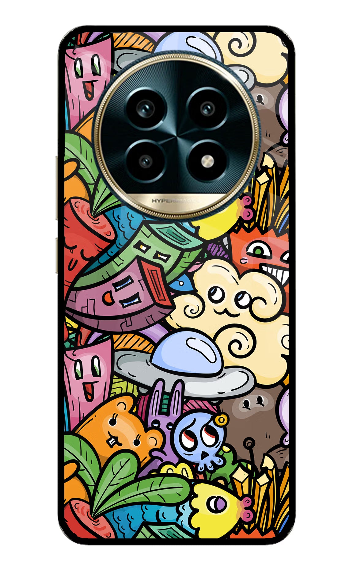 Veggie Doodle Realme 13 Pro 5G Back Cover - Veggie Doodle Realme 13 Pro 5G Glass Case Back Cover by Casekaro Veggie Doodle Realme 13 Pro 5G Glass Case Back Cover by Casekaro