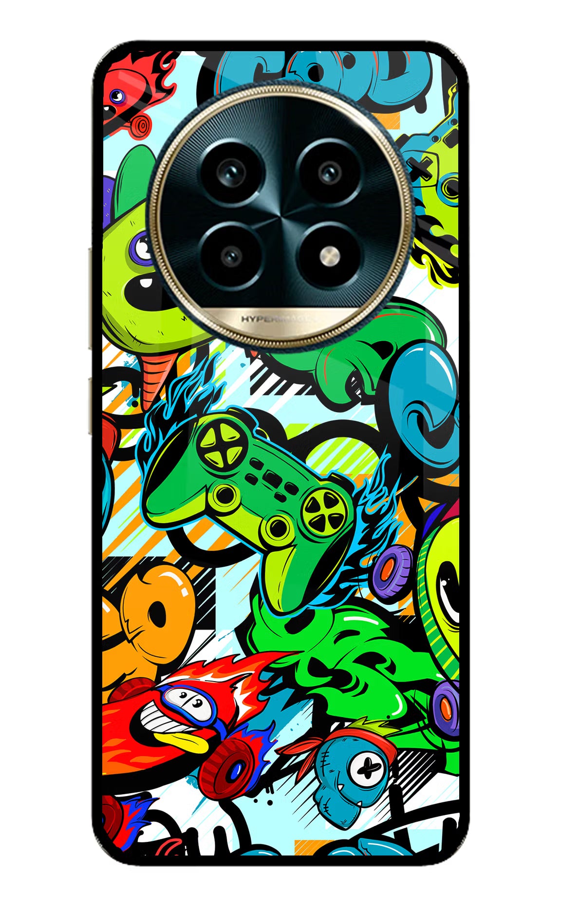 Game Doodle Realme 13 Pro 5G Back Cover - Game Doodle Realme 13 Pro 5G Glass Case Back Cover by Casekaro Game Doodle Realme 13 Pro 5G Glass Case Back Cover by Casekaro