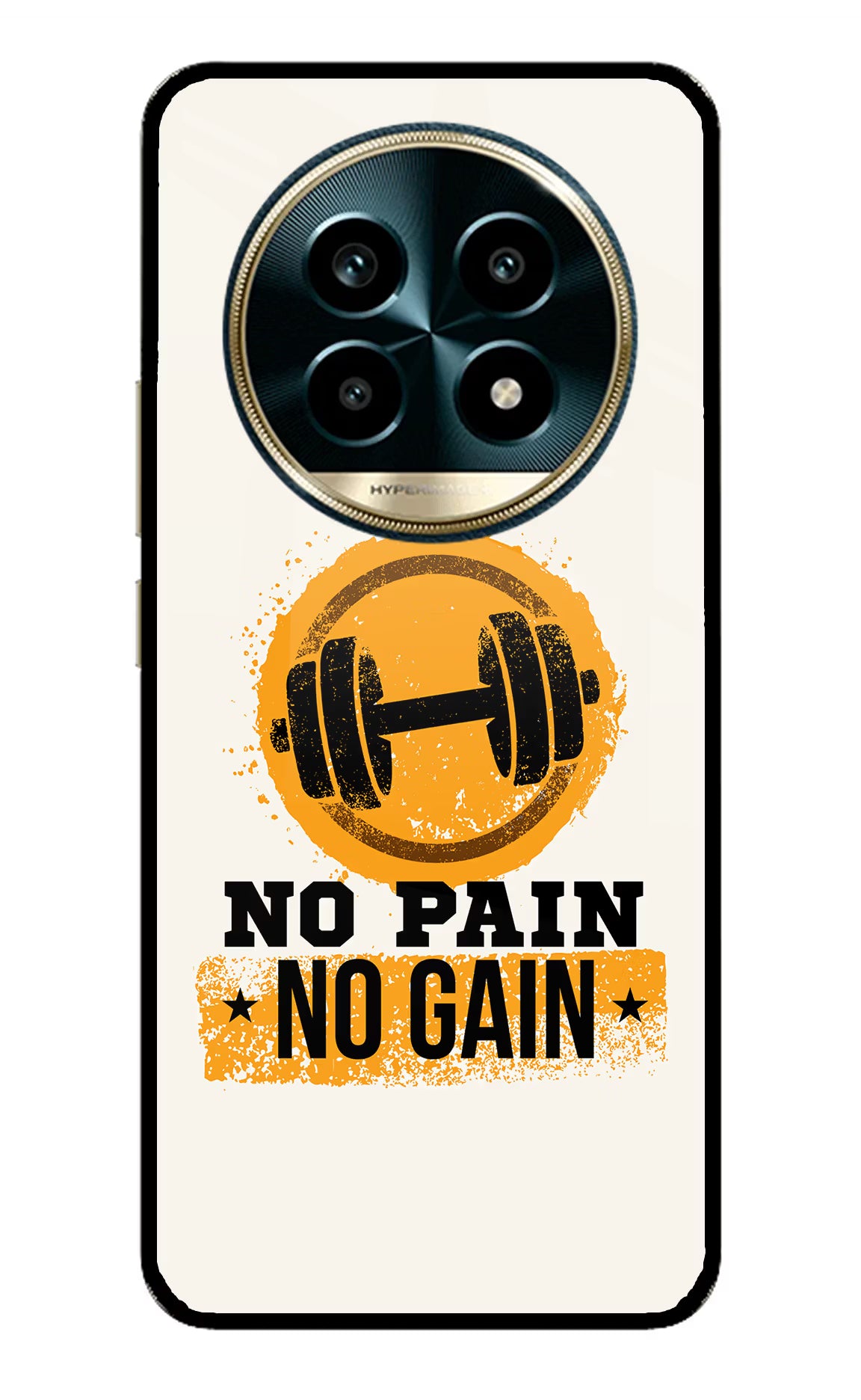 No Pain No Gain Realme 13 Pro 5G Back Cover - No Pain No Gain Realme 13 Pro 5G Glass Case Back Cover by Casekaro No Pain No Gain Realme 13 Pro 5G Glass Case Back Cover by Casekaro
