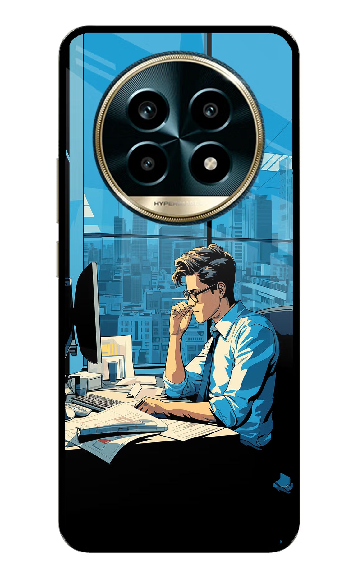 Focused Hustler (AI Generated) Realme 13 Pro 5G Back Cover - Focused Hustler (AI Generated) Realme 13 Pro 5G Glass Case Back Cover by Casekaro Focused Hustler (AI Generated) Realme 13 Pro 5G Glass Case Back Cover by Casekaro