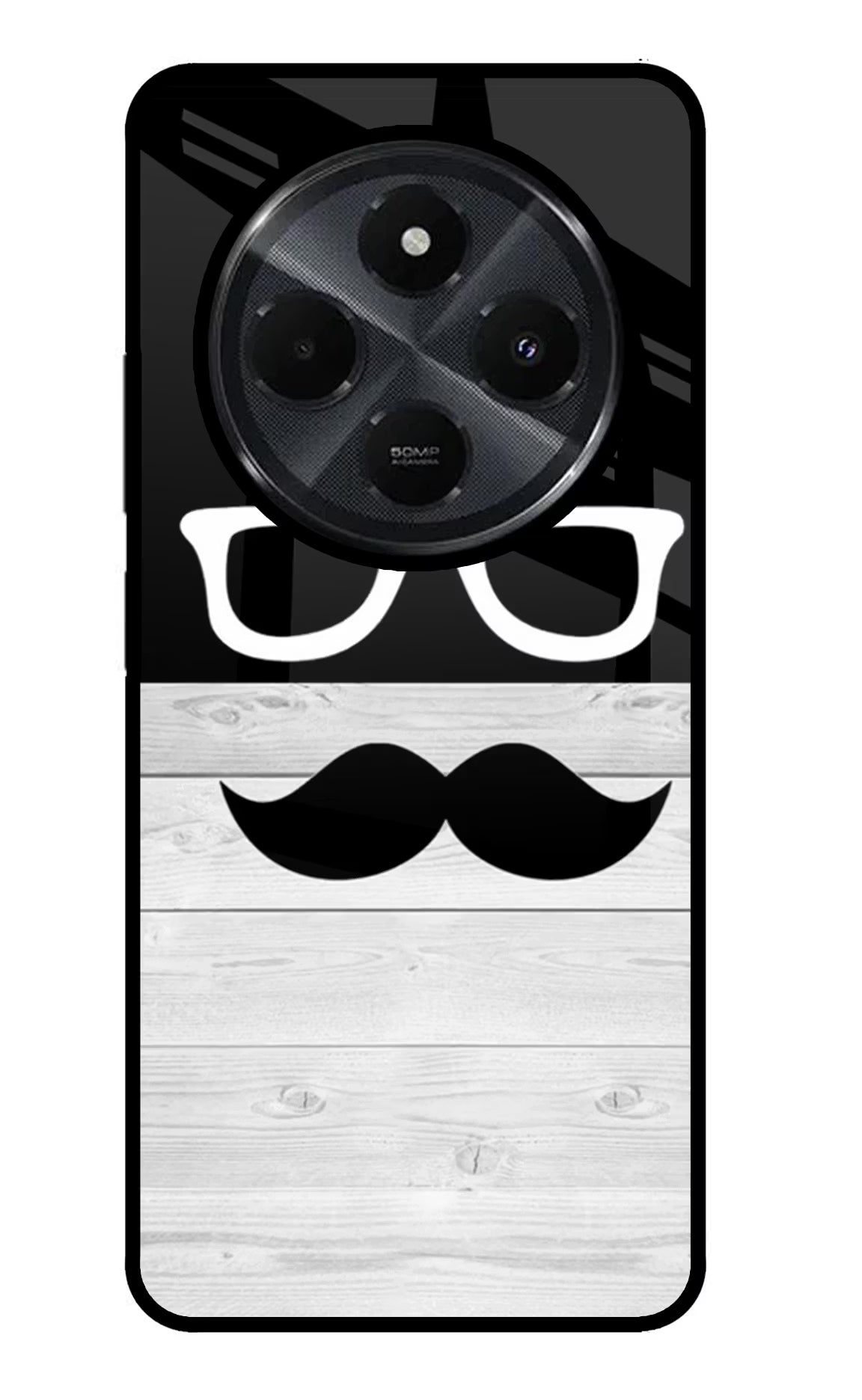 Mustache Redmi 14C 5G Glass Case Back Cover by Casekaro