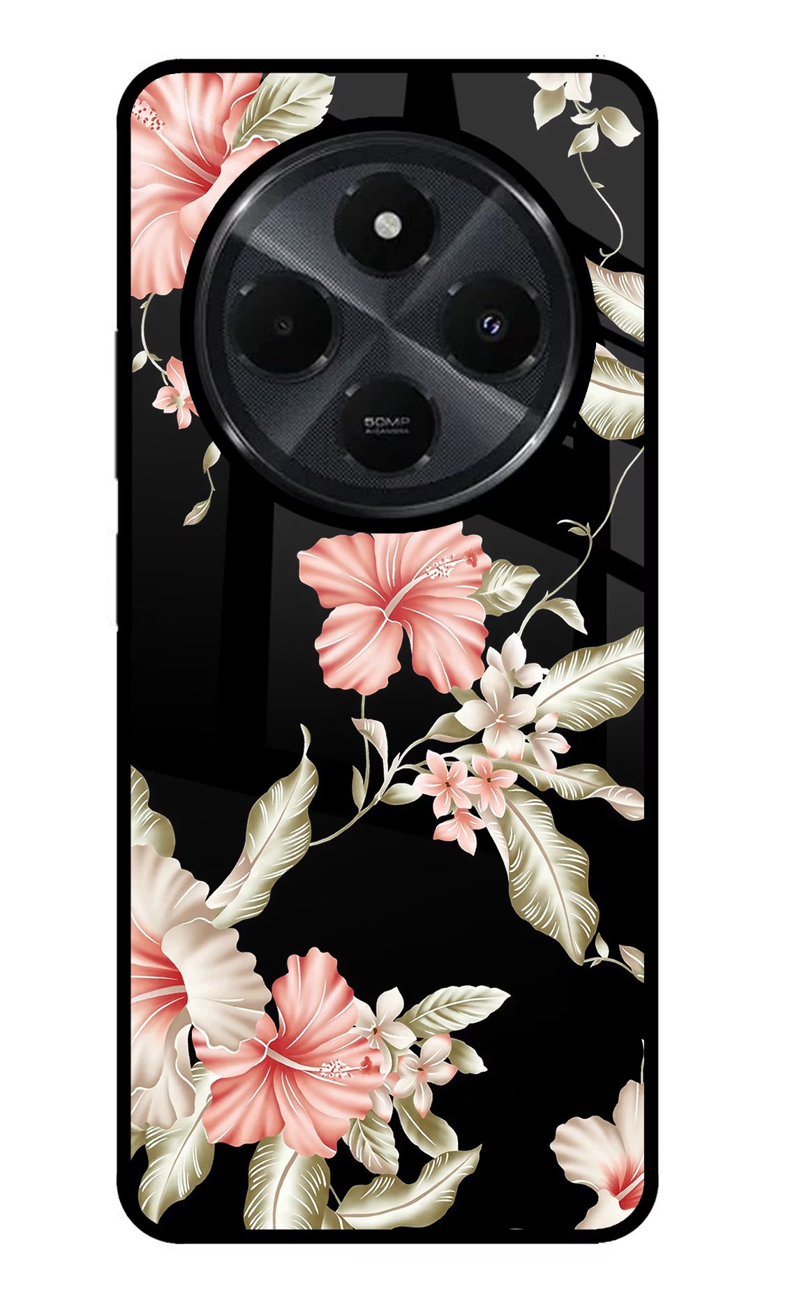 Flowers Redmi 14C 5G Back Cover - Flowers Redmi 14C 5G Glass Case Back Cover by Casekaro Flowers Redmi 14C 5G Glass Case Back Cover by Casekaro