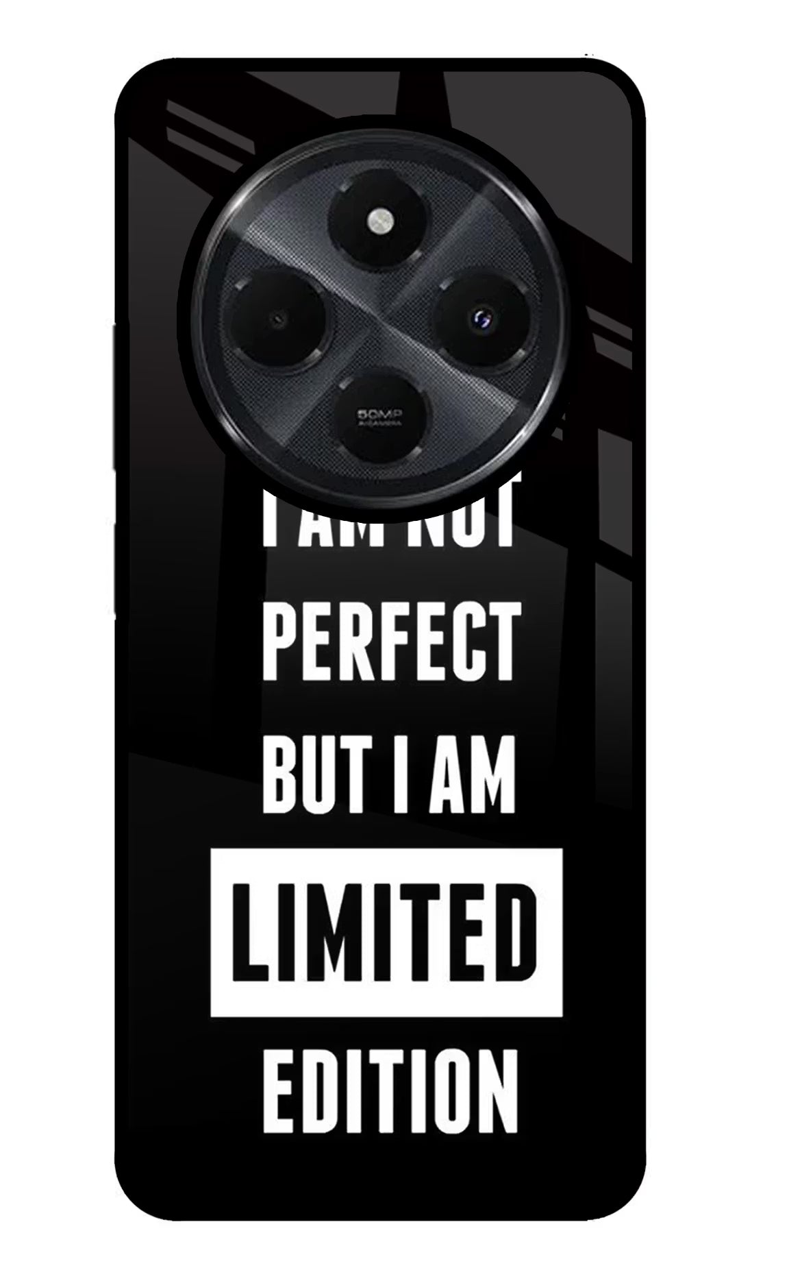 I Am Not Perfect But I Am Limited Edition Redmi 14C 5G Back Cover - I Am Not Perfect But I Am Limited Edition Redmi 14C 5G Glass Case Back Cover by Casekaro I Am Not Perfect But I Am Limited Edition Redmi 14C 5G Glass Case Back Cover by Casekaro