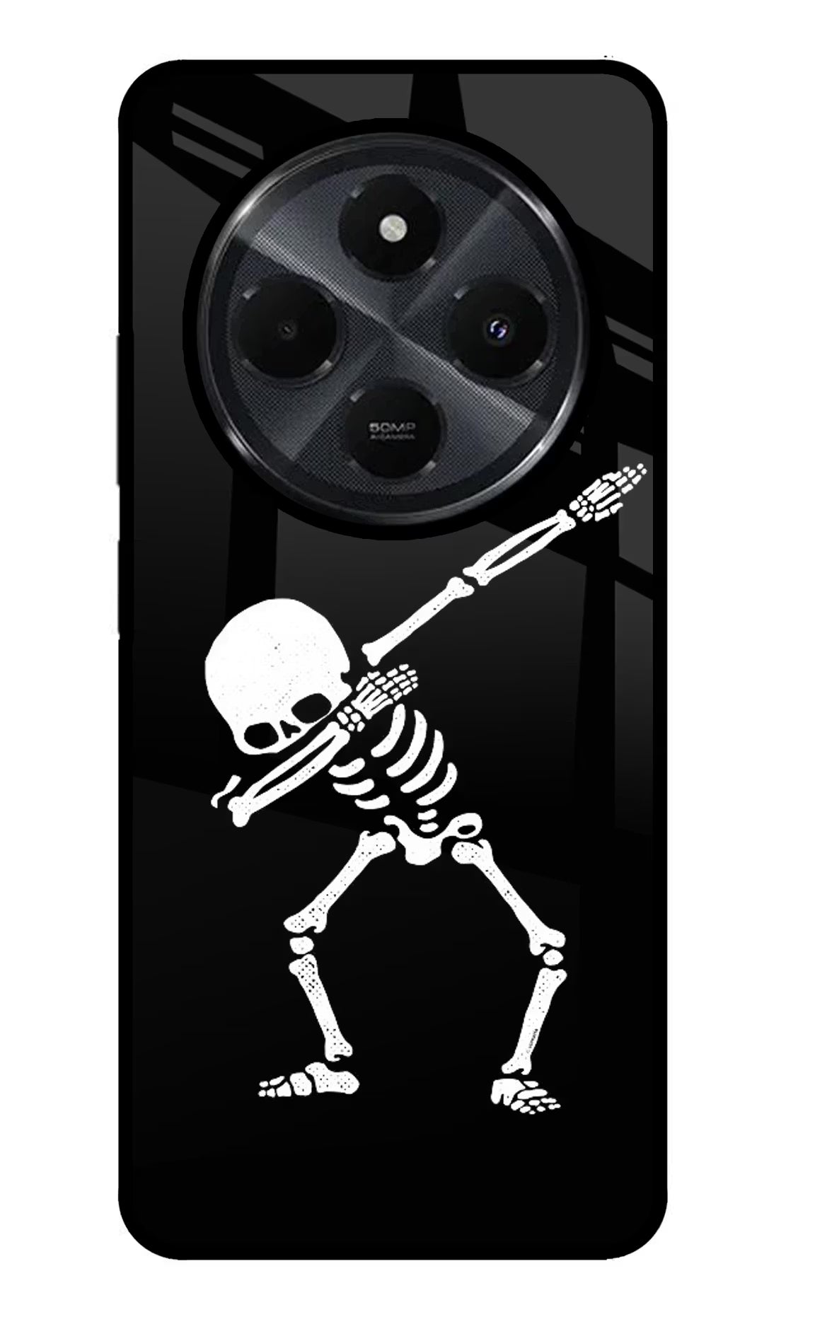 Dabbing Skeleton Art Redmi 14C 5G Glass Case Back Cover by Casekaro