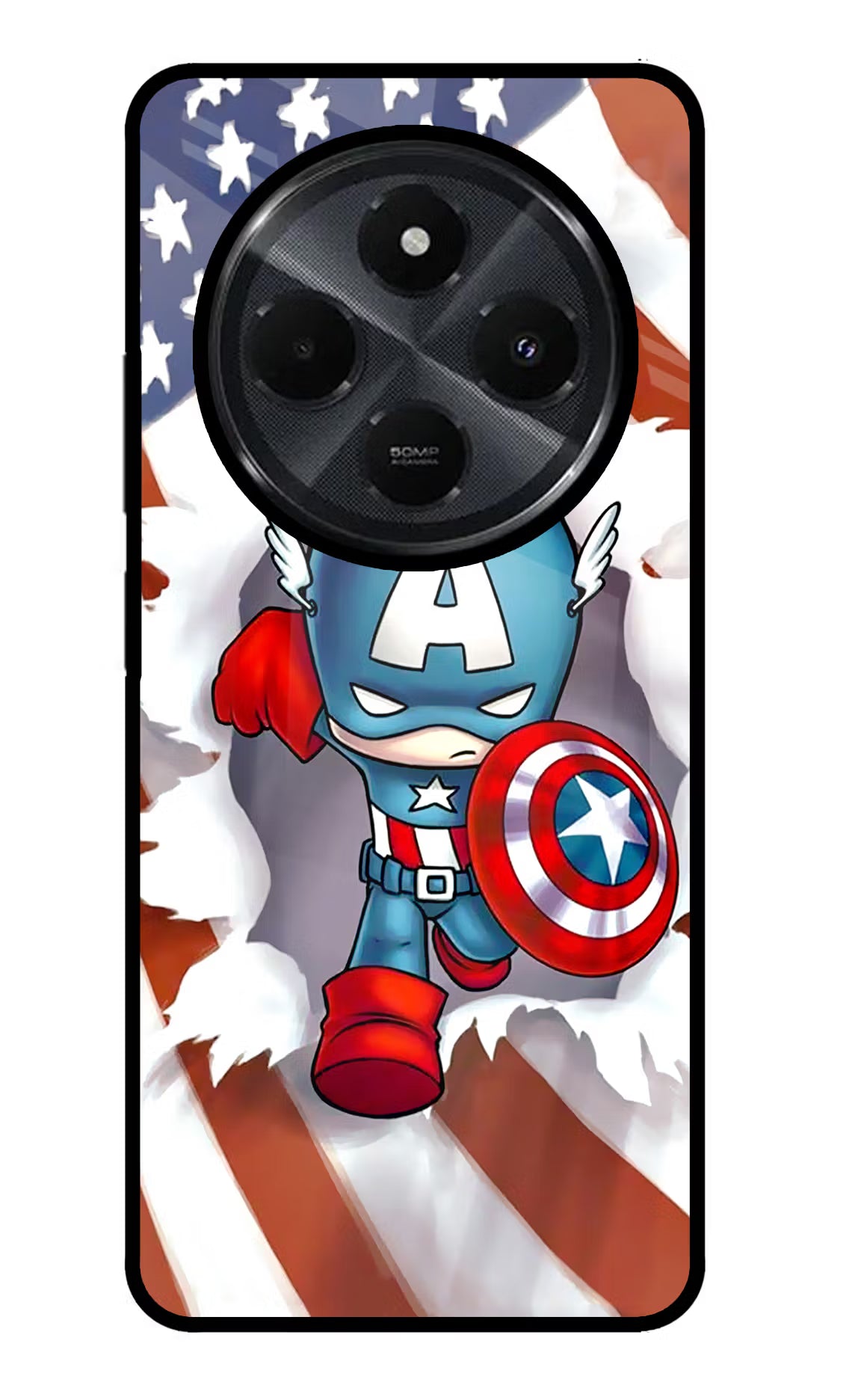 Captain America Redmi 14C 5G Back Cover - Captain America Redmi 14C 5G Glass Case Back Cover by Casekaro Captain America Redmi 14C 5G Glass Case Back Cover by Casekaro
