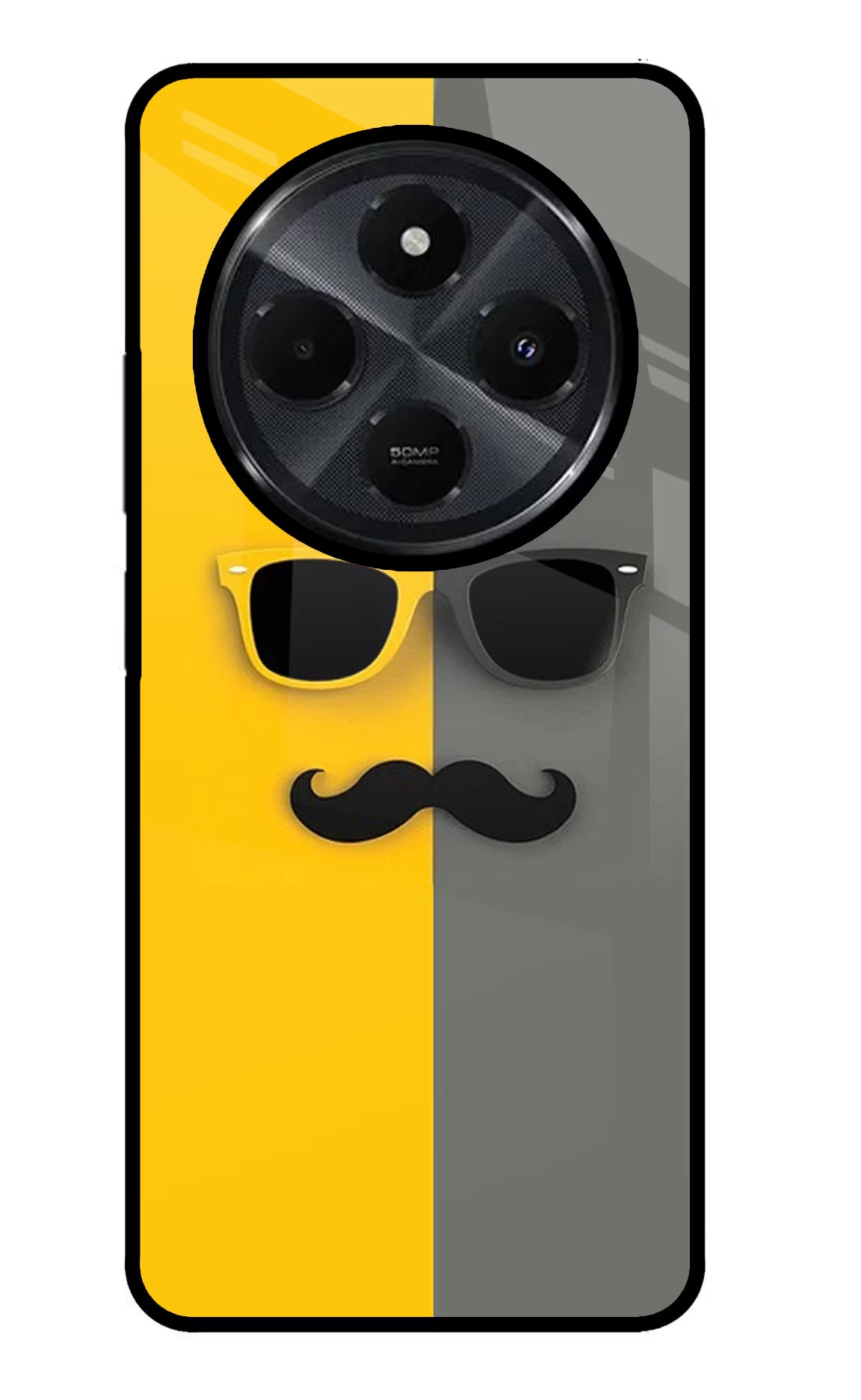 Sunglasses with Mustache Redmi 14C 5G Glass Case - Sunglasses with Mustache Redmi 14C 5G Glass Case Sunglasses with Mustache Redmi 14C 5G Glass Case