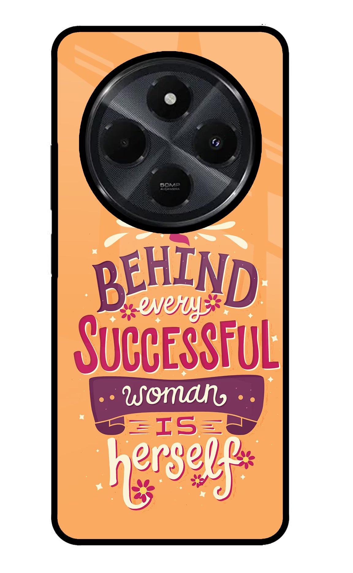 Behind Every Successful Woman There Is Herself Redmi 14C 5G Back Cover - Behind Every Successful Woman There Is Herself Redmi 14C 5G Glass Case Back Cover by Casekaro Behind Every Successful Woman There Is Herself Redmi 14C 5G Glass Case Back Cover by Casekaro