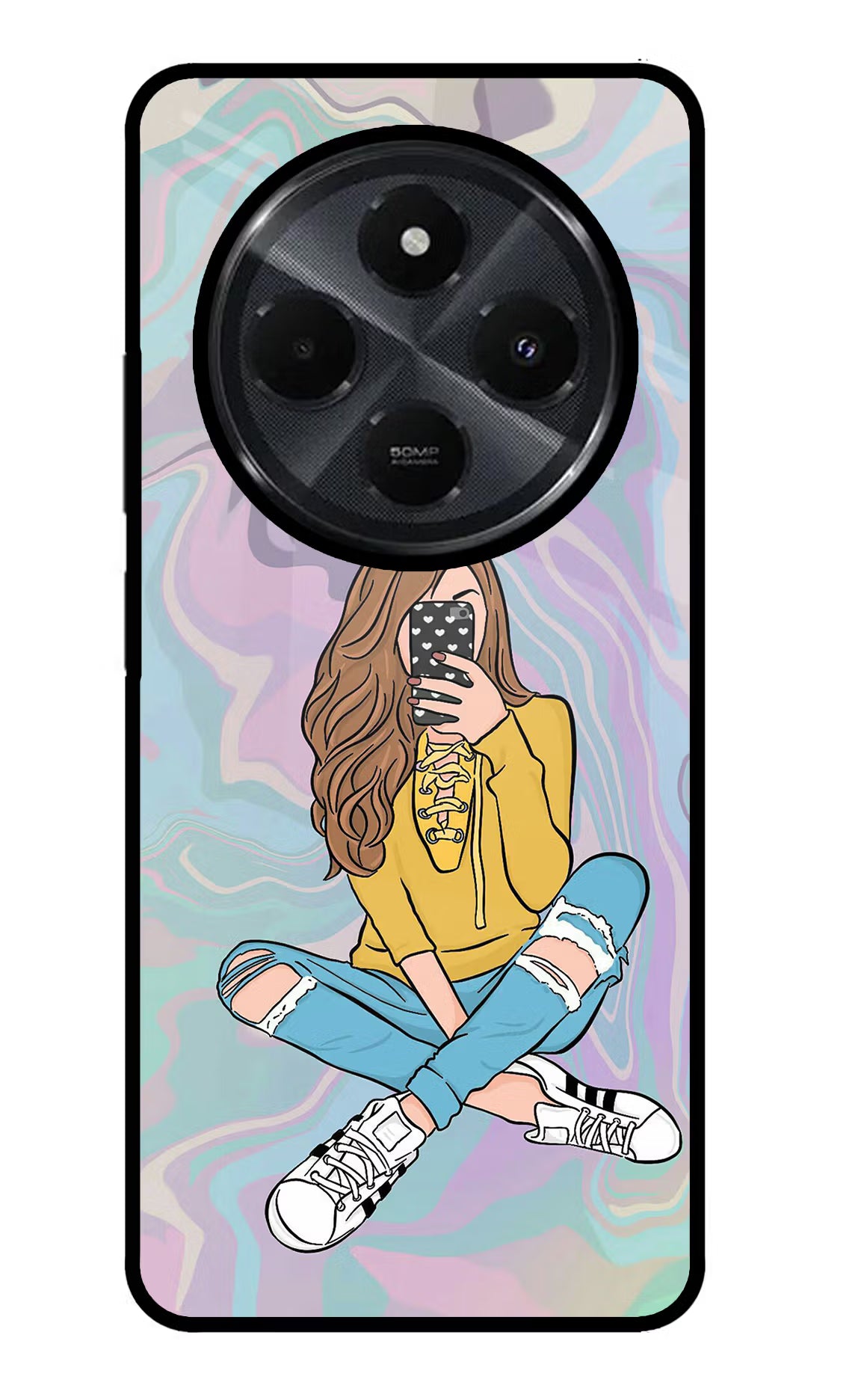 Selfie Girl Redmi 14C 5G Glass Case - Selfie Girl Redmi 14C 5G Glass Case Selfie Girl Redmi 14C 5G Glass Case