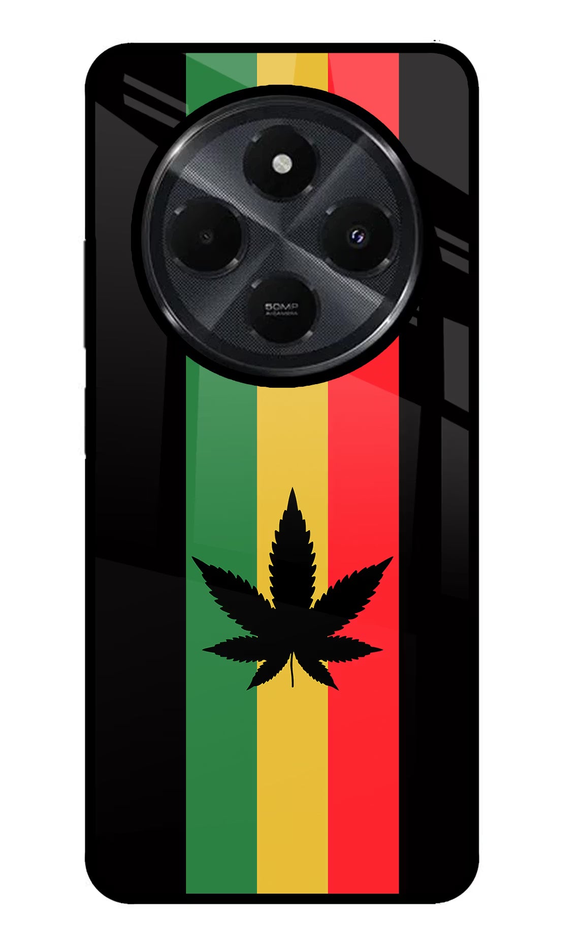 Weed Flag Redmi 14C 5G Back Cover - Weed Flag Redmi 14C 5G Glass Case Back Cover by Casekaro Weed Flag Redmi 14C 5G Glass Case Back Cover by Casekaro
