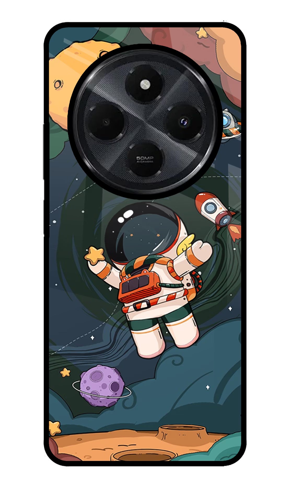 Cartoon Astronaut Redmi 14C 5G Glass Case - Cartoon Astronaut Redmi 14C 5G Glass Case Cartoon Astronaut Redmi 14C 5G Glass Case