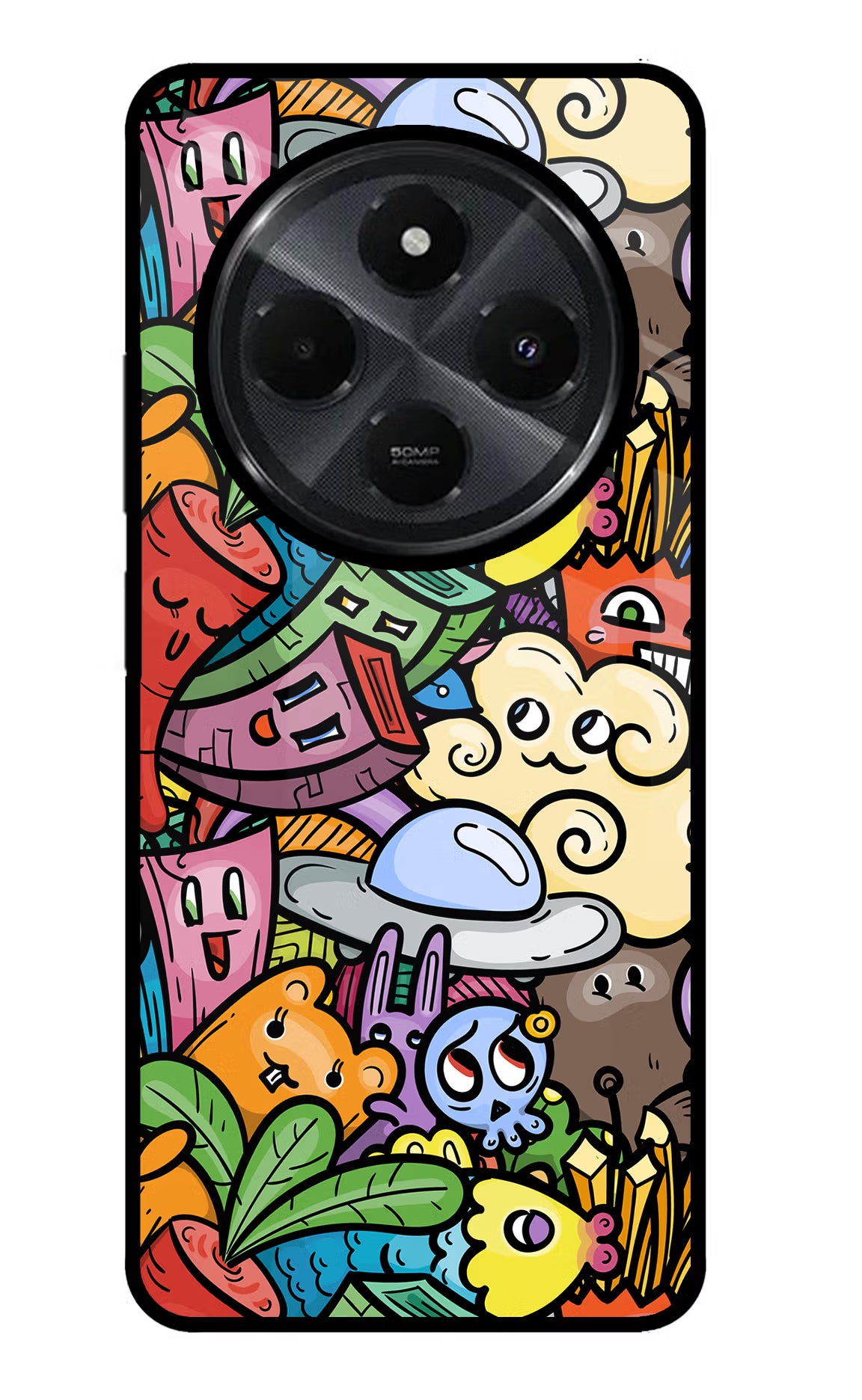 Veggie Doodle Redmi 14C 5G Glass Case - Veggie Doodle Redmi 14C 5G Glass Case Veggie Doodle Redmi 14C 5G Glass Case