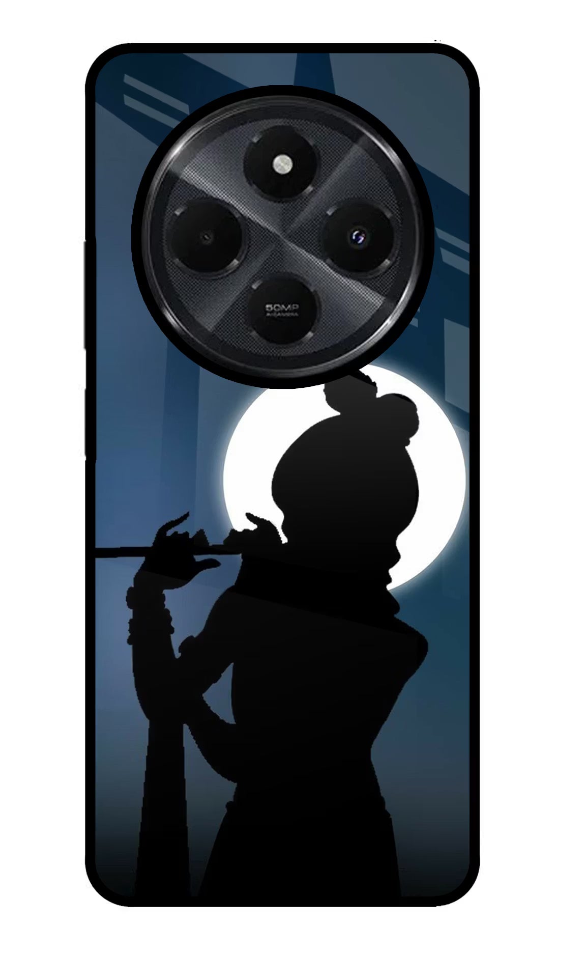 Shri Krishna Silhouette Redmi 14C 5G Glass Case Back Cover by Casekaro