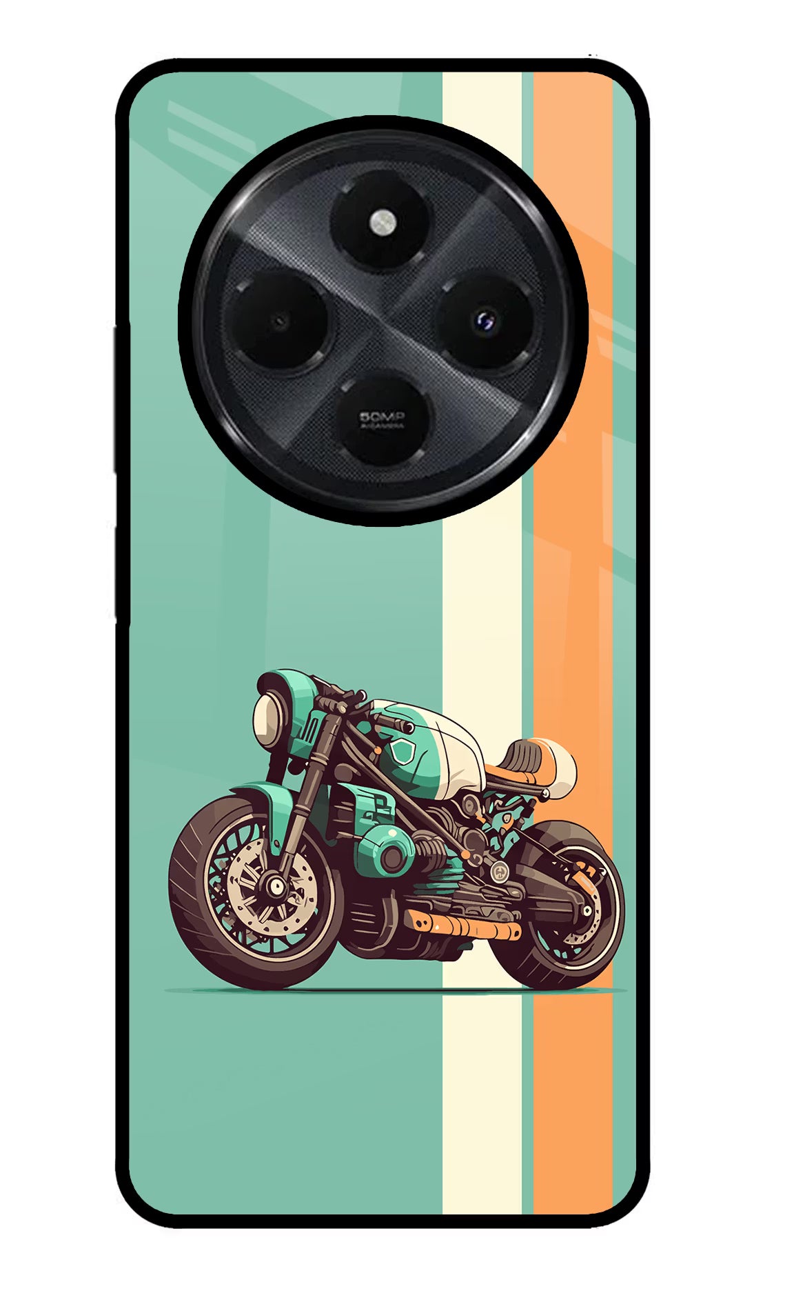Striped Moto Drift Redmi 14C 5G Glass Case - Striped Moto Drift Redmi 14C 5G Glass Case Striped Moto Drift Redmi 14C 5G Glass Case