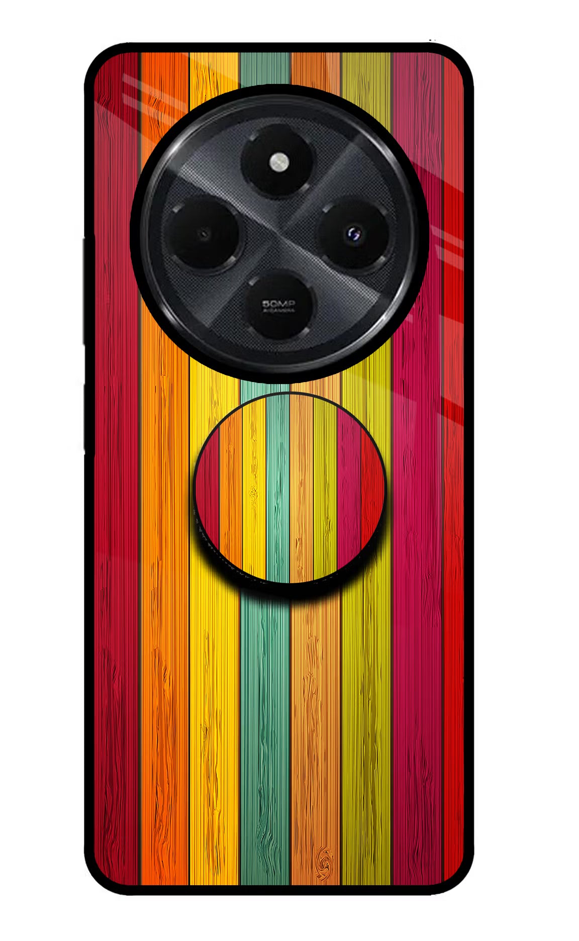 Multicolor Wooden Redmi 14C 5G Pop Case by Casekaro