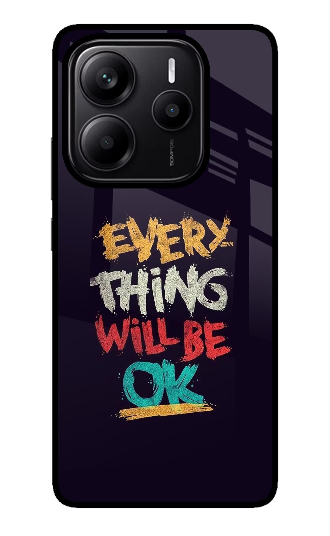 Everything Will Be Ok Redmi Note 14 5G Glass Case Back Cover by Casekaro