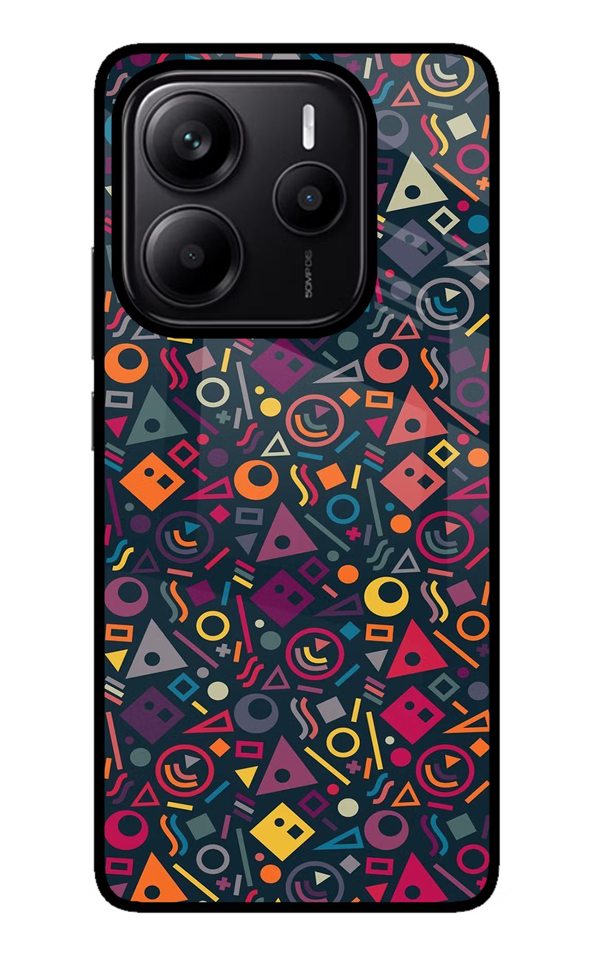 Geometric Abstract Redmi Note 14 5G Glass Case Back Cover by Casekaro