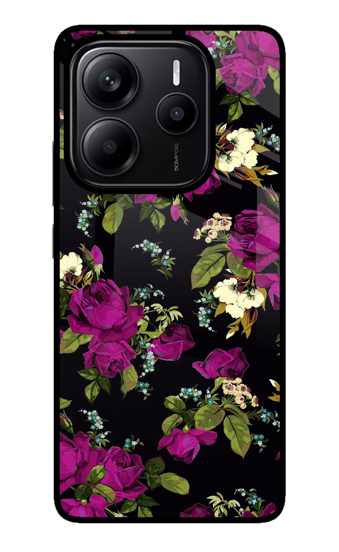 Flowers Redmi Note 14 5G Glass Case - Flowers Redmi Note 14 5G Glass Case Flowers Redmi Note 14 5G Glass Case