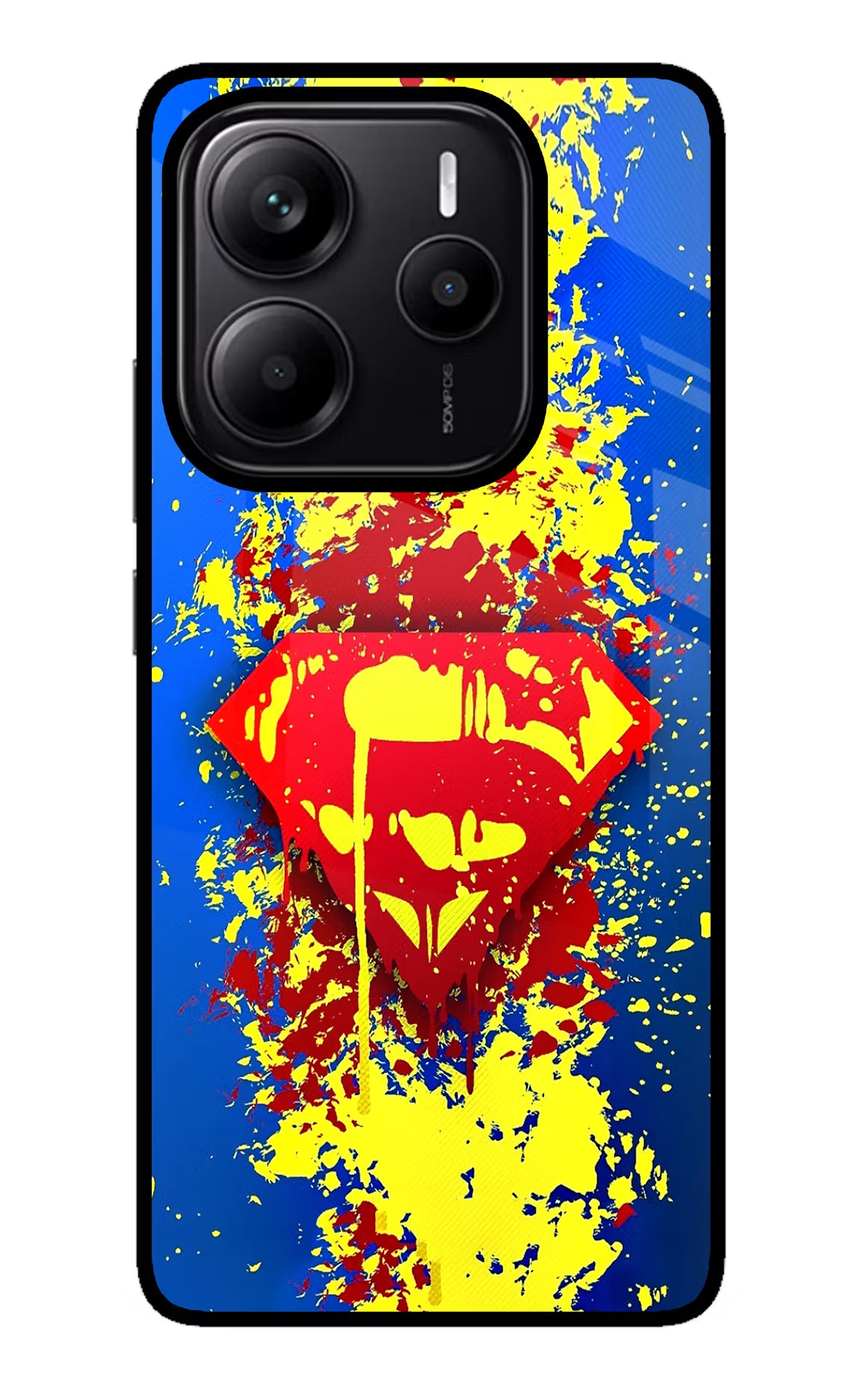 Superman logo Redmi Note 14 5G Glass Case Back Cover by Casekaro