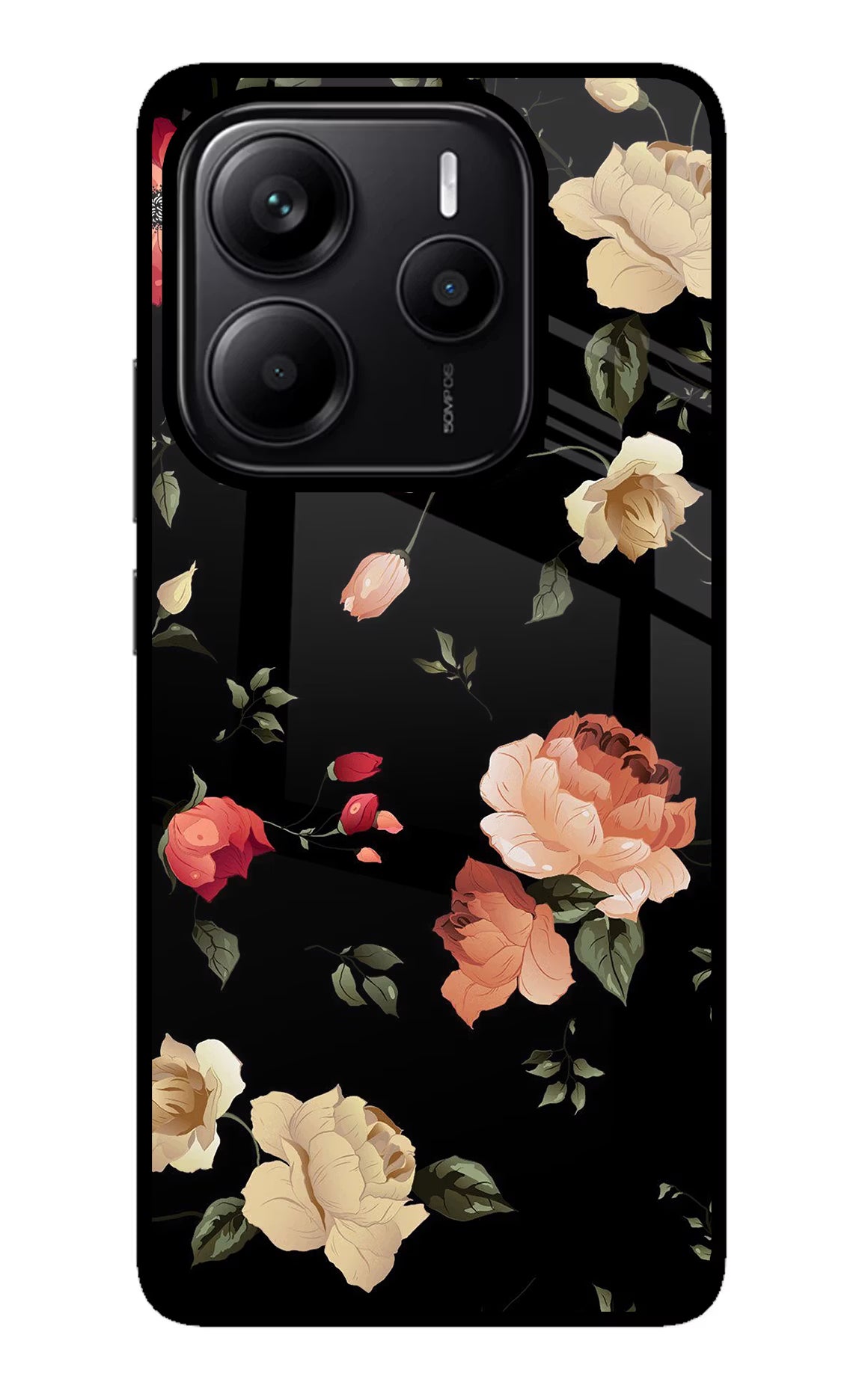 Flowers Redmi Note 14 5G Glass Case - Flowers Redmi Note 14 5G Glass Case Flowers Redmi Note 14 5G Glass Case