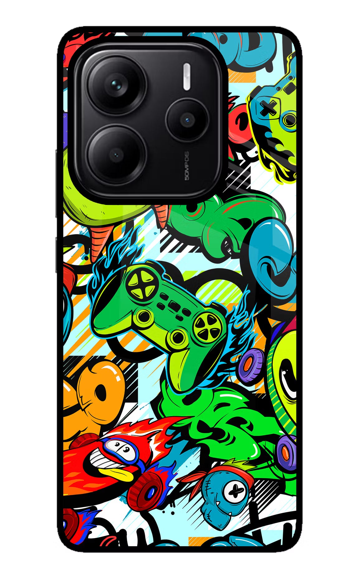 Game Doodle Redmi Note 14 5G Glass Case - Game Doodle Redmi Note 14 5G Glass Case Game Doodle Redmi Note 14 5G Glass Case