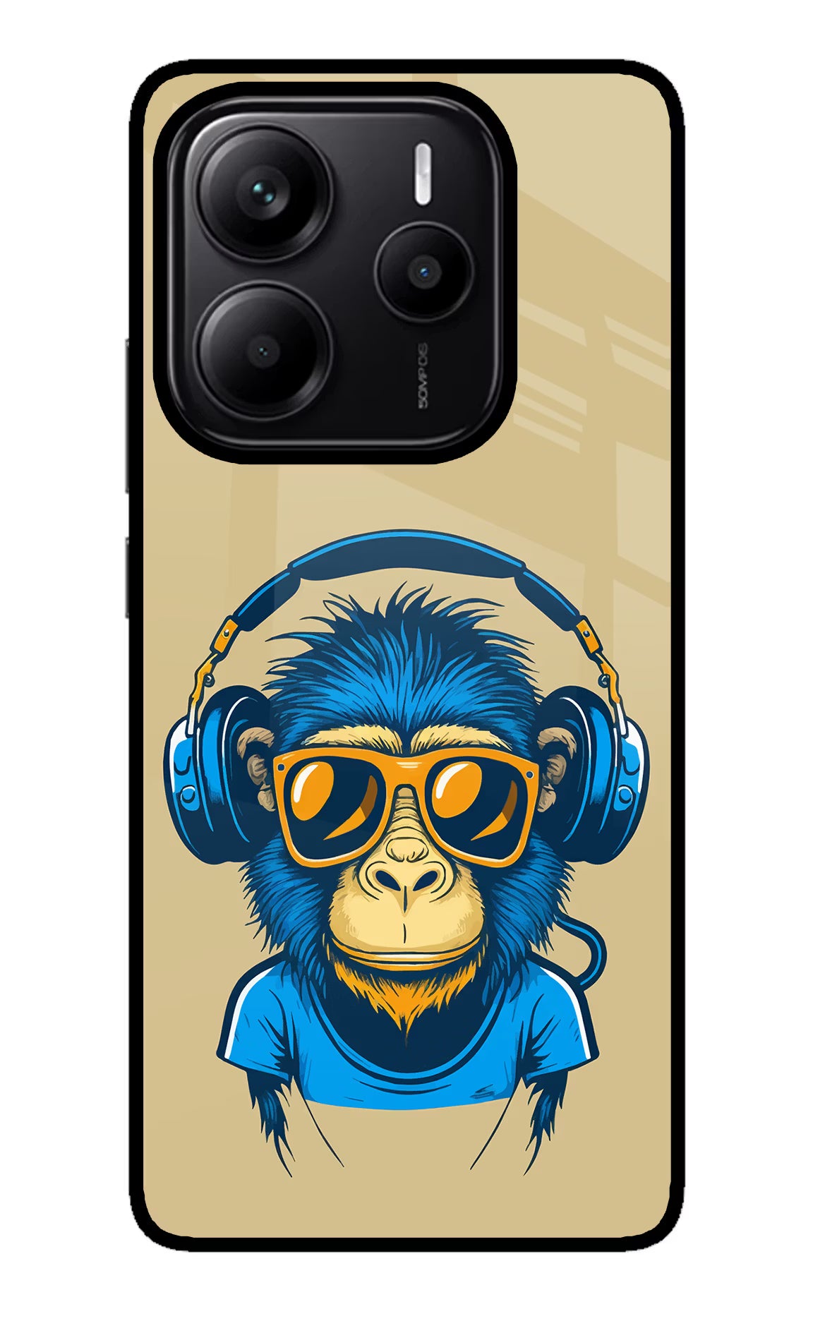 Monkey Headphone Redmi Note 14 5G Glass Case Back Cover by Casekaro
