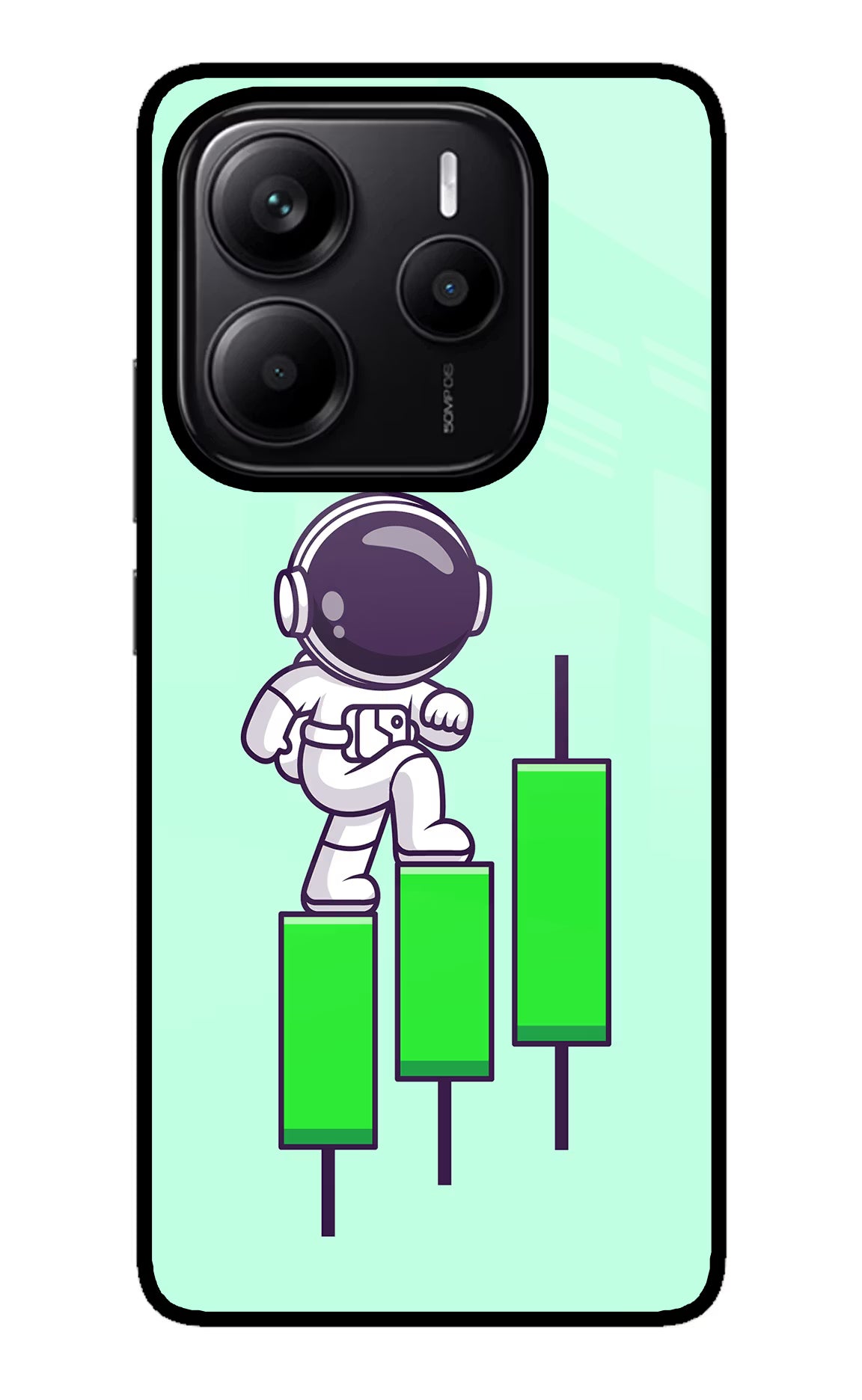 Astronaut Trader Redmi Note 14 5G Glass Case Back Cover by Casekaro