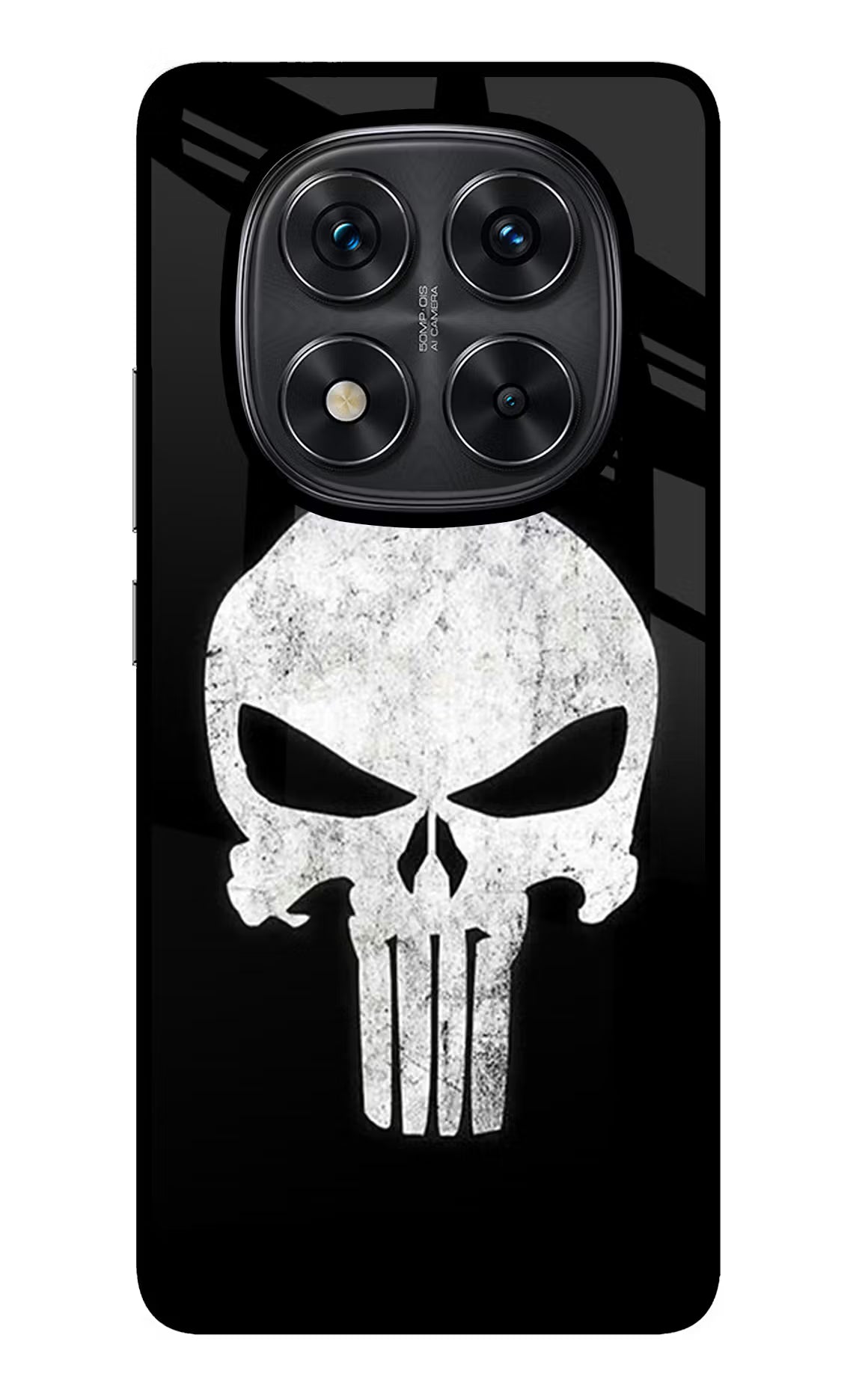 Punisher Skull Redmi Note 14 Pro 5G Back Cover - Punisher Skull Redmi Note 14 Pro 5G Glass Case Back Cover by Casekaro Punisher Skull Redmi Note 14 Pro 5G Glass Case Back Cover by Casekaro