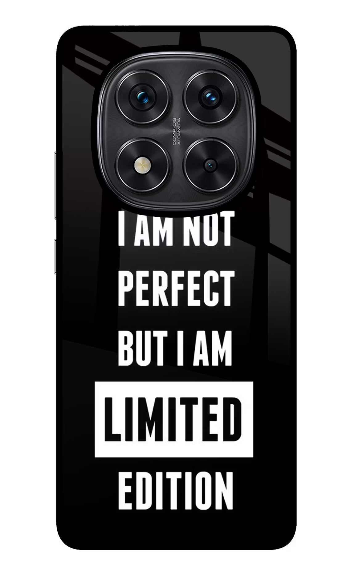I Am Not Perfect But I Am Limited Edition Redmi Note 14 Pro 5G Back Cover - I Am Not Perfect But I Am Limited Edition Redmi Note 14 Pro 5G Glass Case Back Cover by Casekaro I Am Not Perfect But I Am Limited Edition Redmi Note 14 Pro 5G Glass Case Back Cover by Casekaro