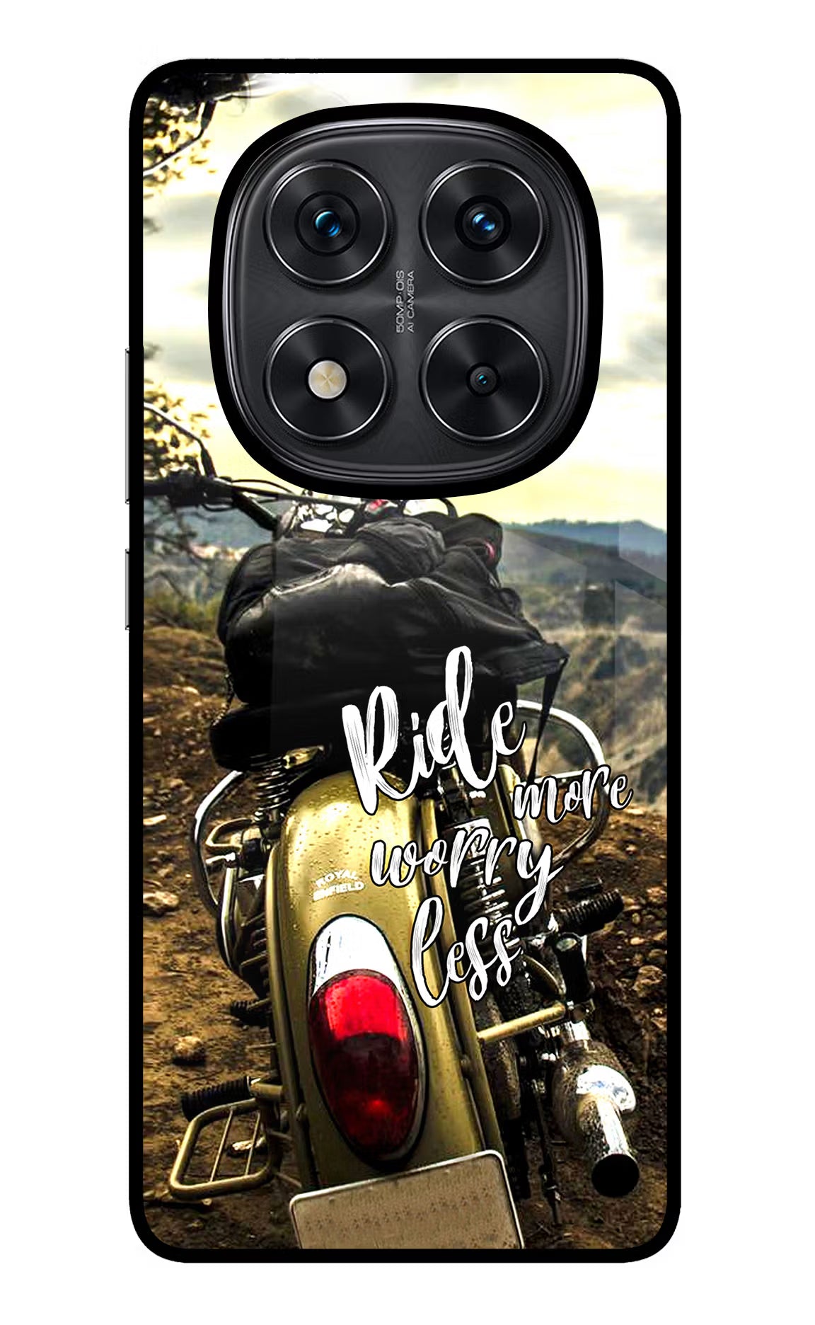 Ride More Worry Less Redmi Note 14 Pro 5G Back Cover - Ride More Worry Less Redmi Note 14 Pro 5G Glass Case Back Cover by Casekaro Ride More Worry Less Redmi Note 14 Pro 5G Glass Case Back Cover by Casekaro