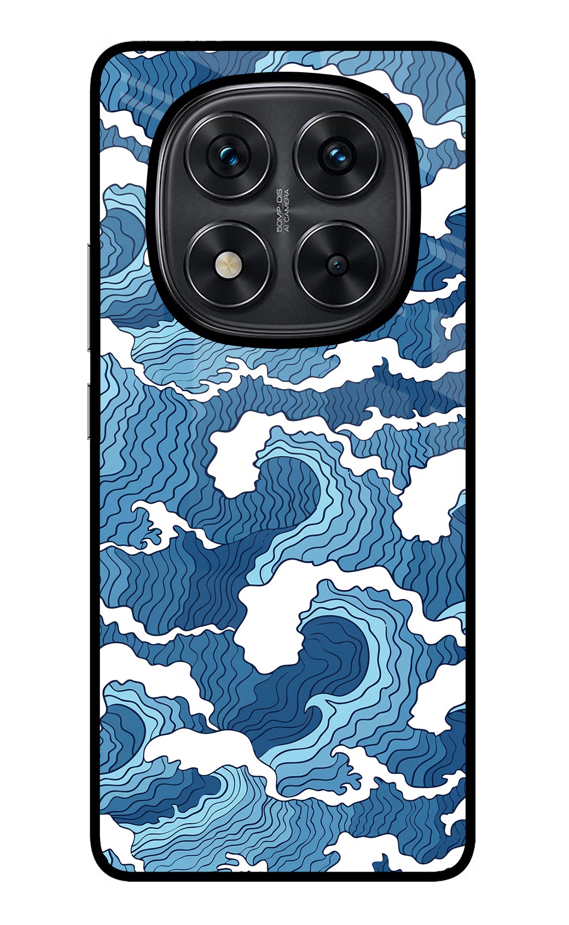 Blue Waves Redmi Note 14 Pro 5G Glass Case Back Cover by Casekaro