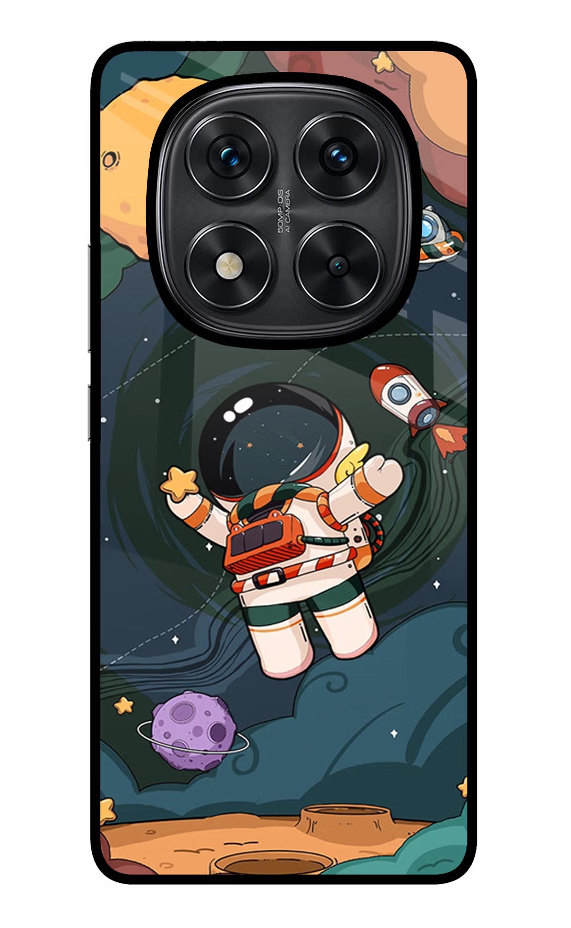 Cartoon Astronaut Redmi Note 14 Pro 5G Glass Case - Cartoon Astronaut Redmi Note 14 Pro 5G Glass Case Cartoon Astronaut Redmi Note 14 Pro 5G Glass Case