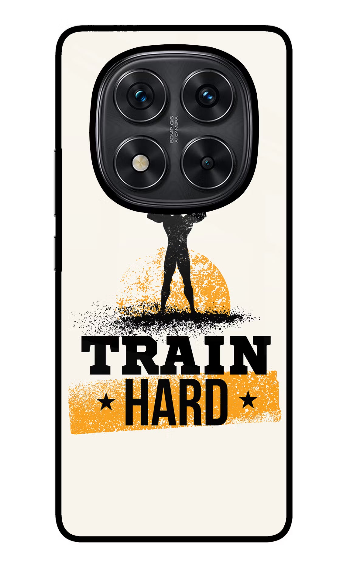Train Hard Redmi Note 14 Pro 5G Back Cover - Train Hard Redmi Note 14 Pro 5G Glass Case Back Cover by Casekaro Train Hard Redmi Note 14 Pro 5G Glass Case Back Cover by Casekaro