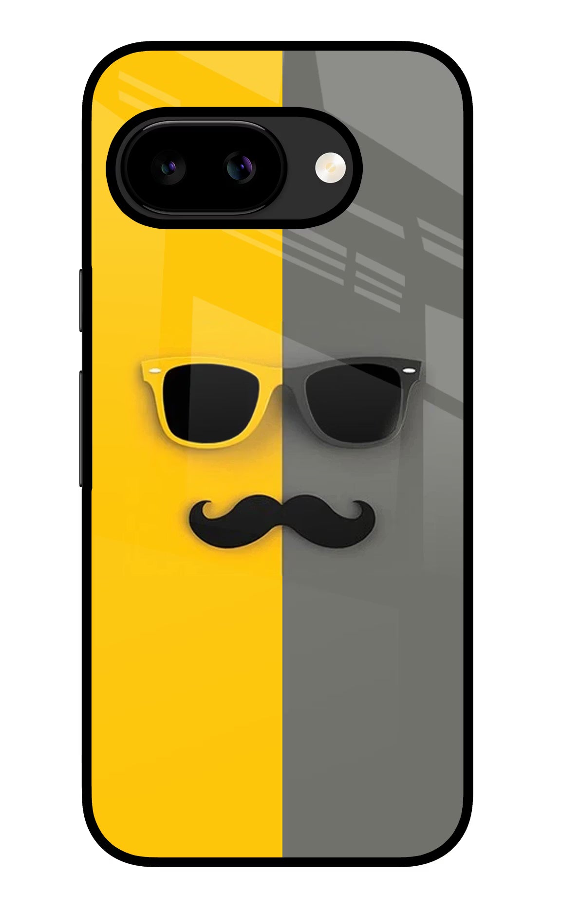 Sunglasses with Mustache Google Pixel 9A Glass Case - Sunglasses with Mustache Google Pixel 9A Glass Case Sunglasses with Mustache Google Pixel 9A Glass Case