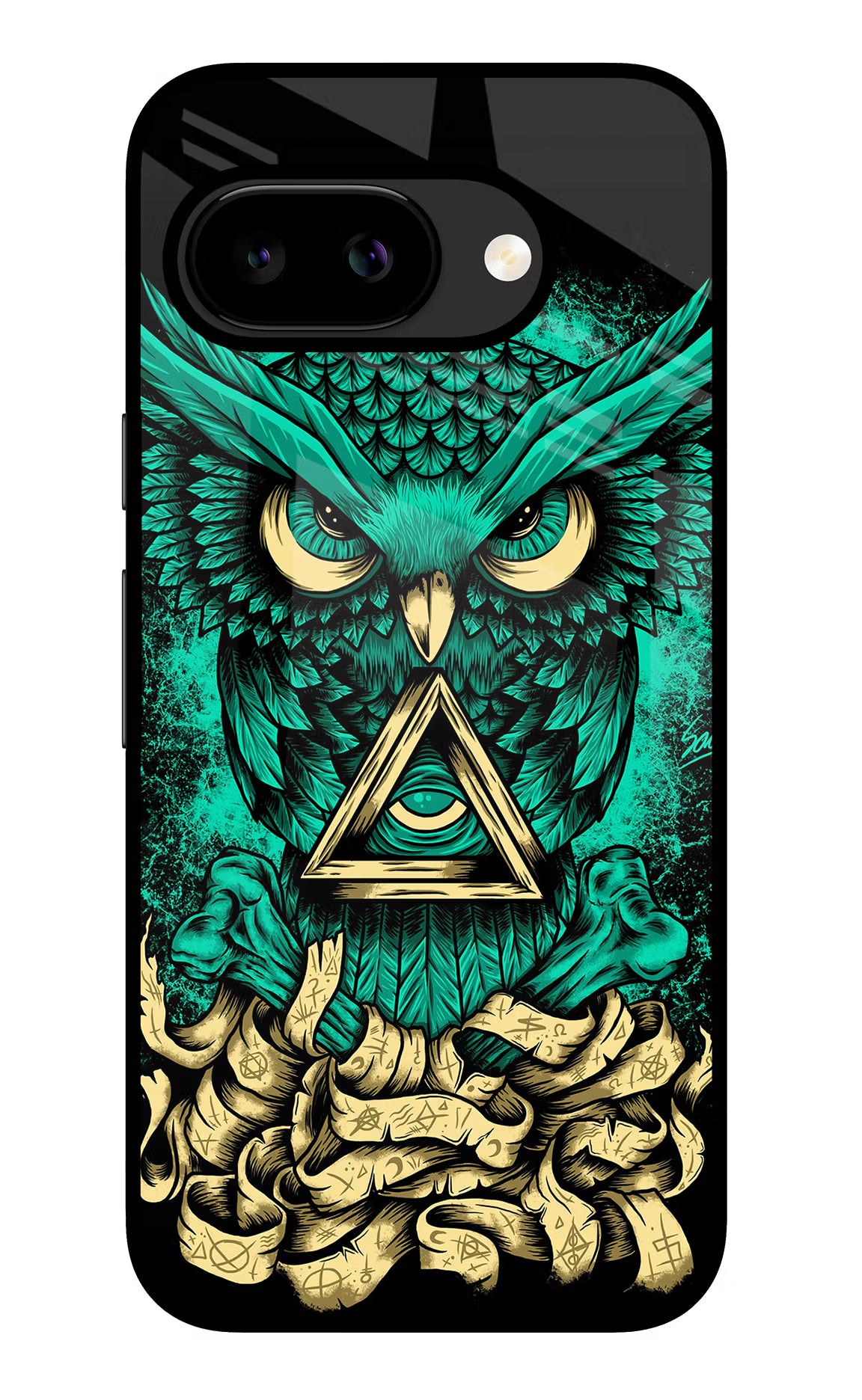 Green Owl Google Pixel 9A Glass Case - Green Owl Google Pixel 9A Glass Case Green Owl Google Pixel 9A Glass Case