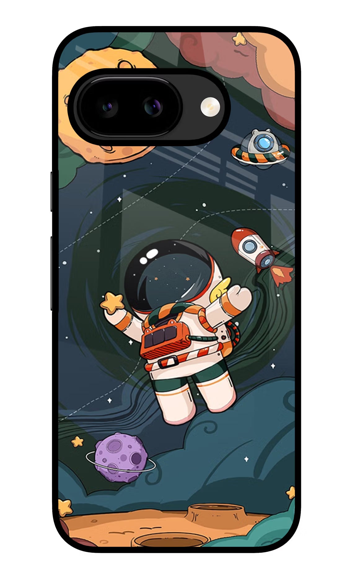 Cartoon Astronaut Google Pixel 9A Glass Case - Cartoon Astronaut Google Pixel 9A Glass Case Cartoon Astronaut Google Pixel 9A Glass Case