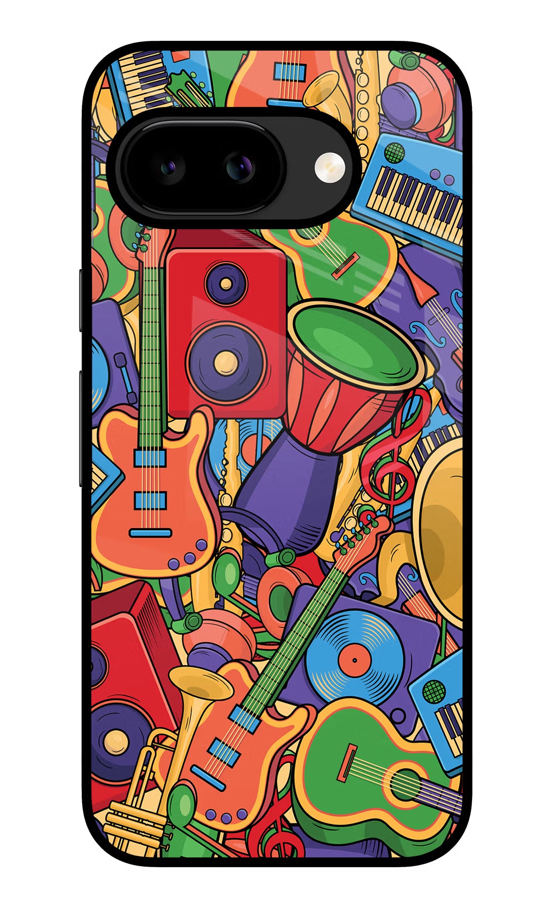 Music Instrument Doodle Google Pixel 9A Glass Case - Music Instrument Doodle Google Pixel 9A Glass Case Music Instrument Doodle Google Pixel 9A Glass Case