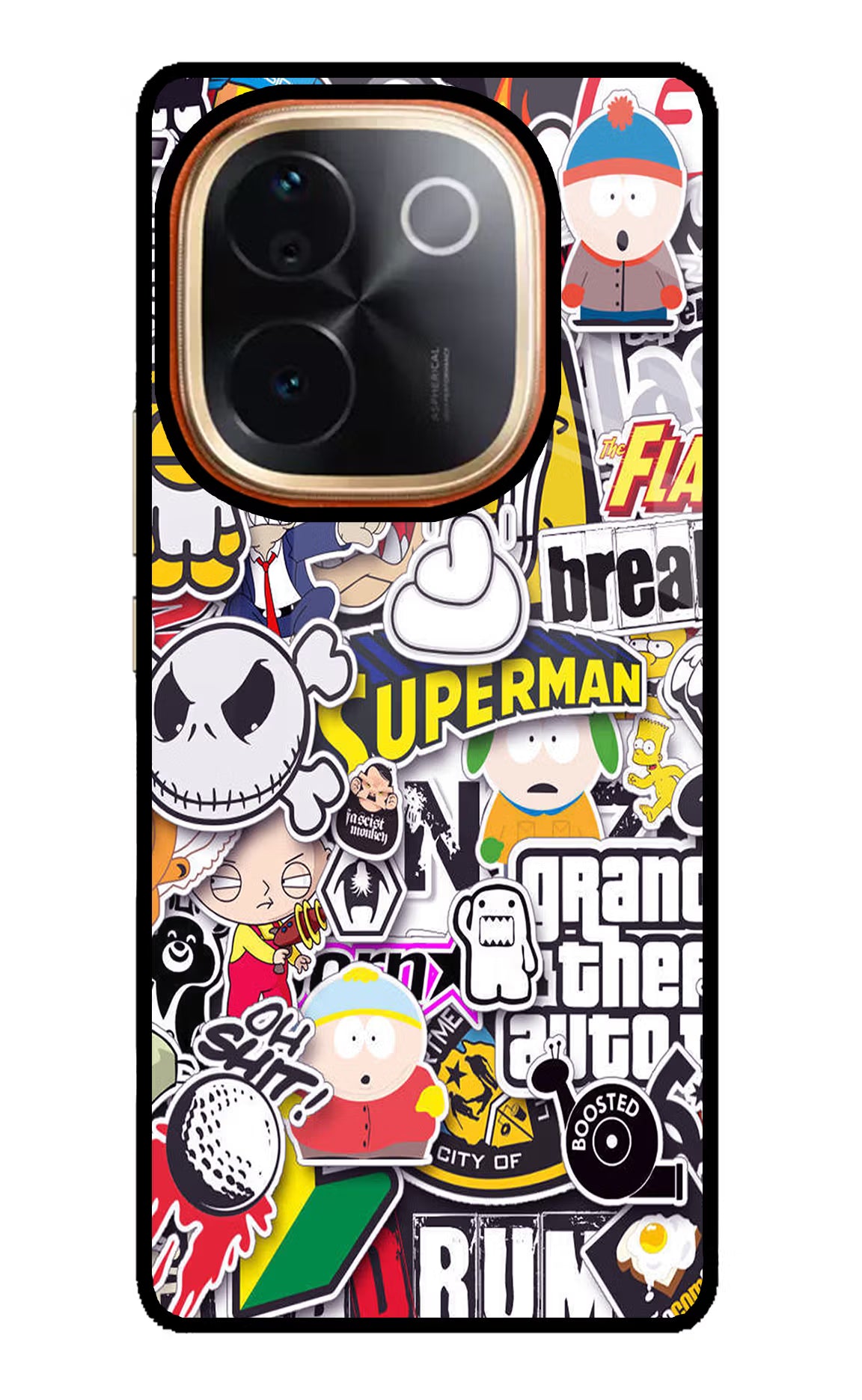Sticker Bomb IQOO Z9S Pro 5G Glass Case Back Cover by Casekaro