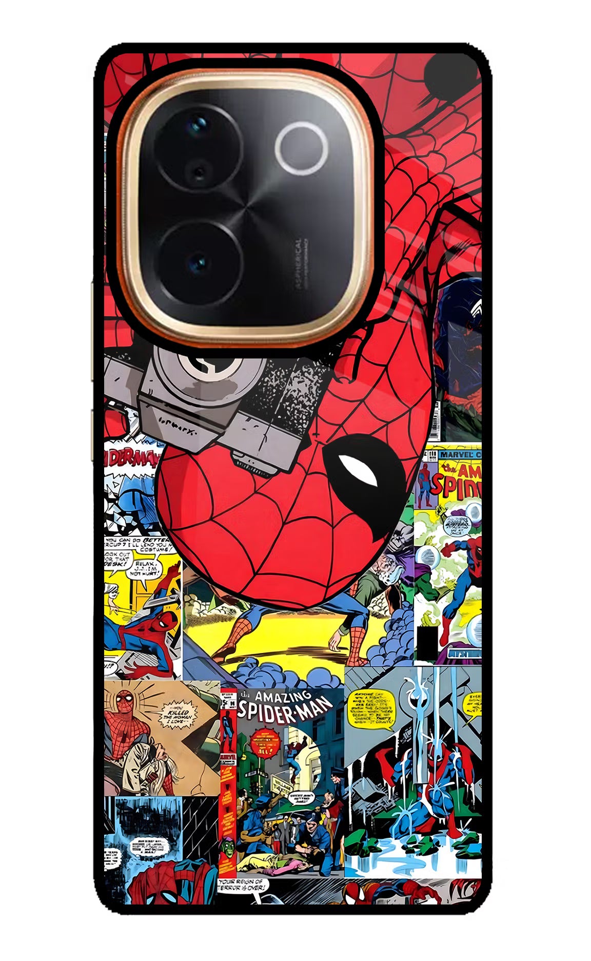 Spider Man IQOO Z9S Pro 5G Glass Case - Spider Man IQOO Z9S Pro 5G Glass Case Spider Man IQOO Z9S Pro 5G Glass Case