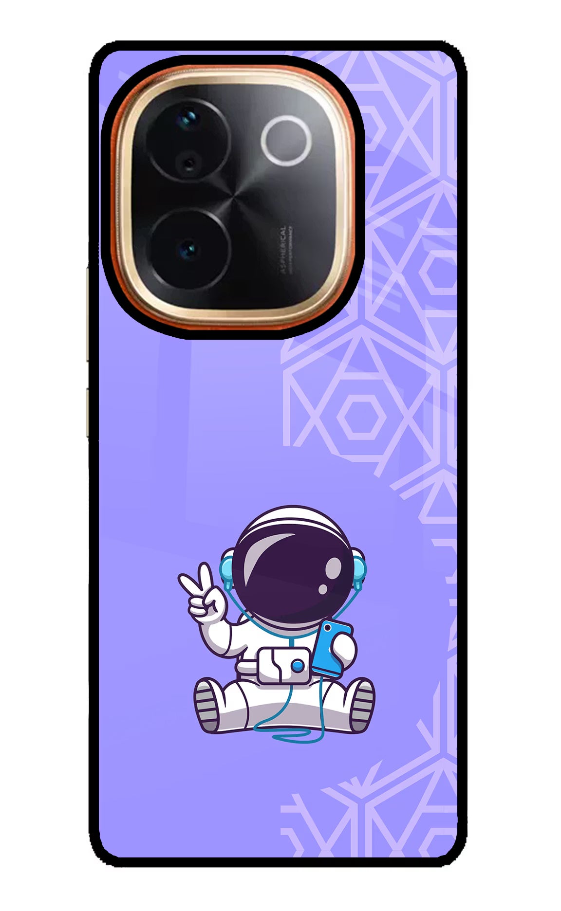 Cute Astronaut Chilling IQOO Z9S Pro 5G Glass Case Back Cover by Casekaro