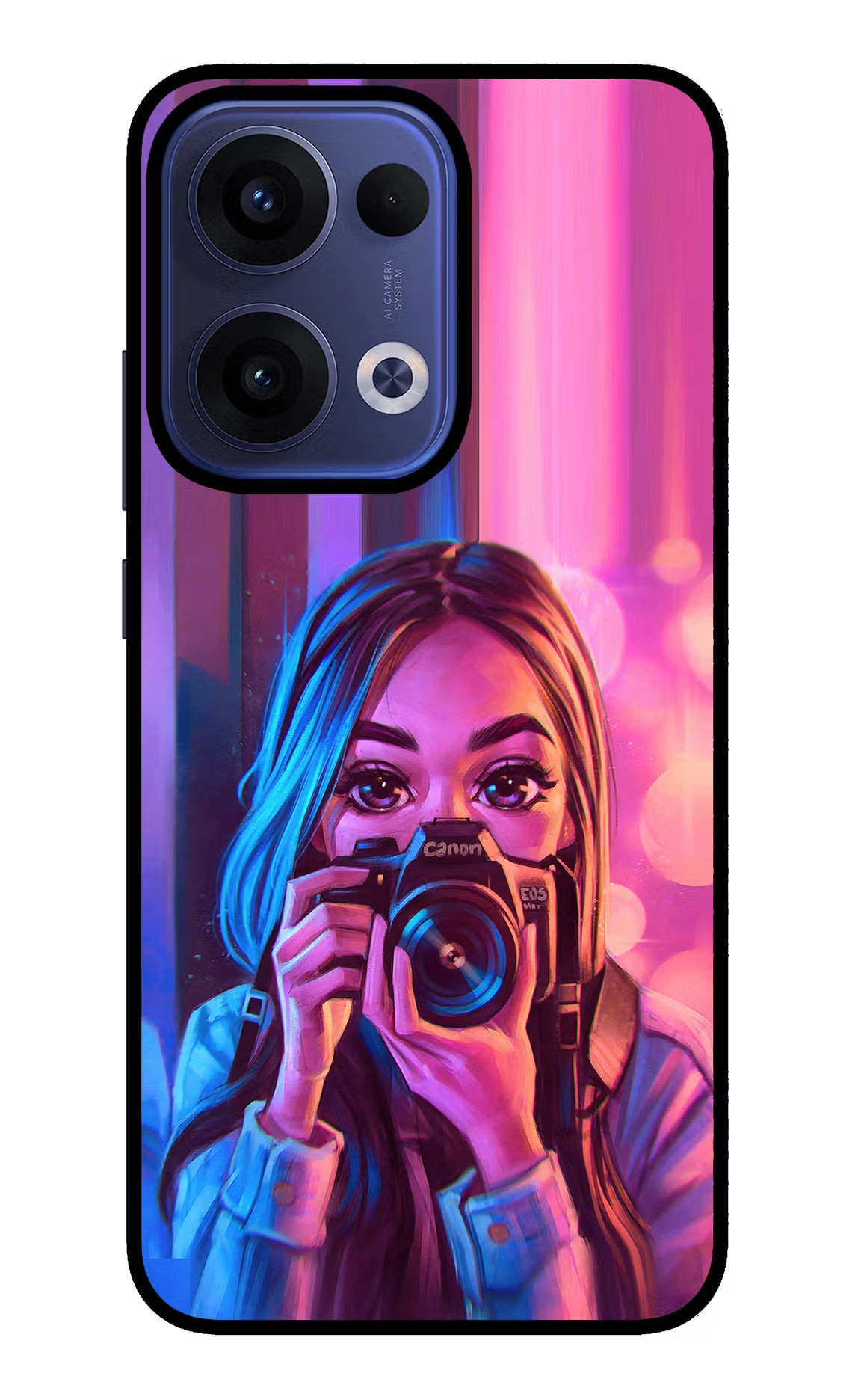 Girl Photographer Oppo Reno13 5G Glass Case Back Cover by Casekaro