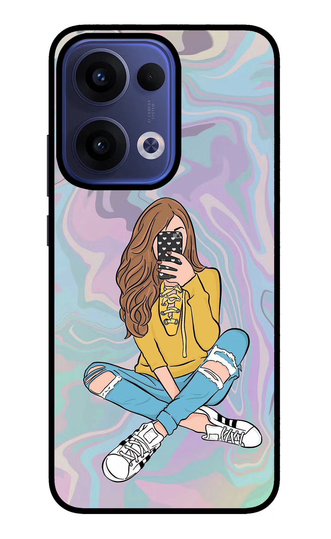 Selfie Girl Oppo Reno13 5G Glass Case Back Cover by Casekaro