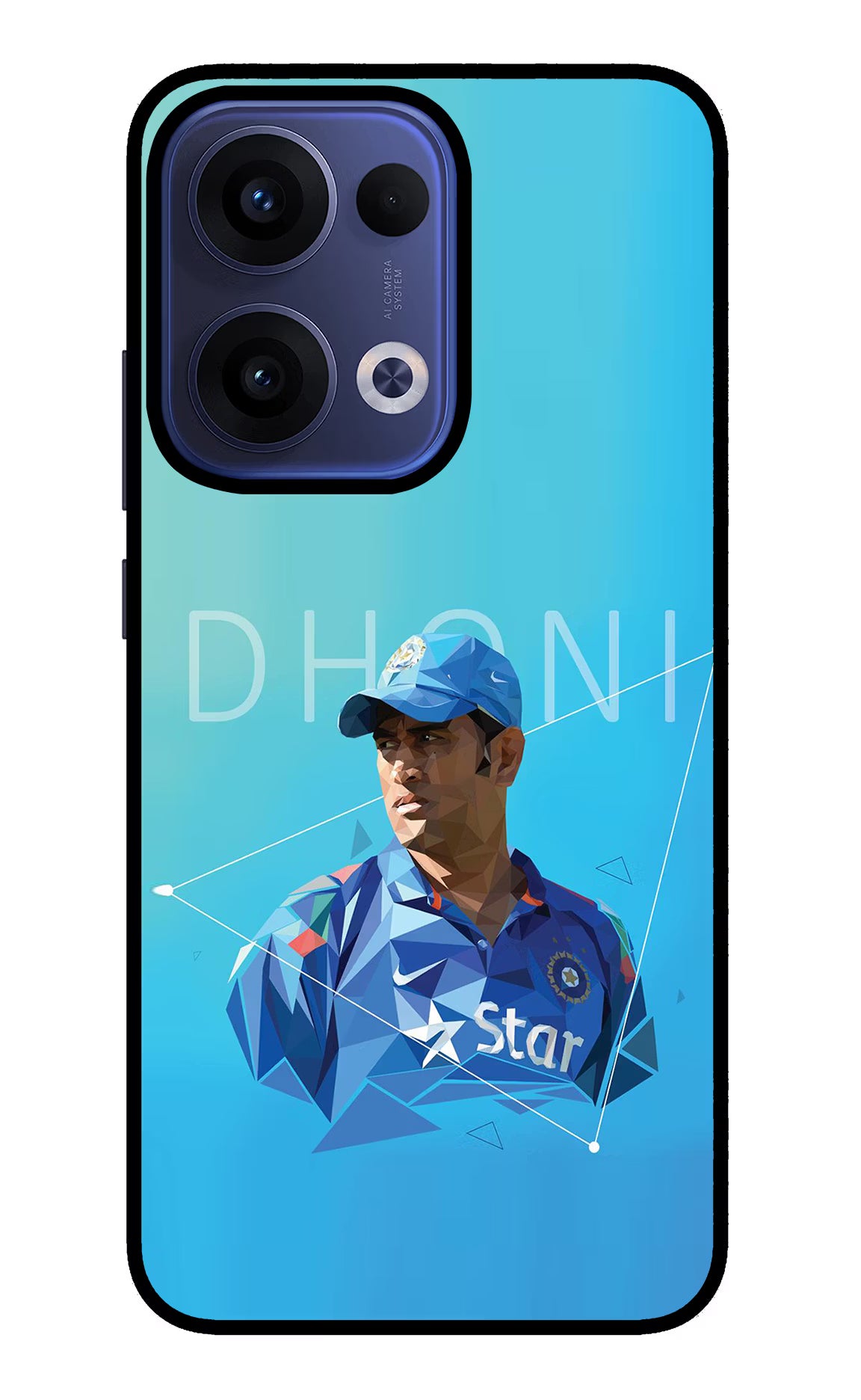 Dhoni Artwork Oppo Reno13 5G Glass Case Back Cover by Casekaro