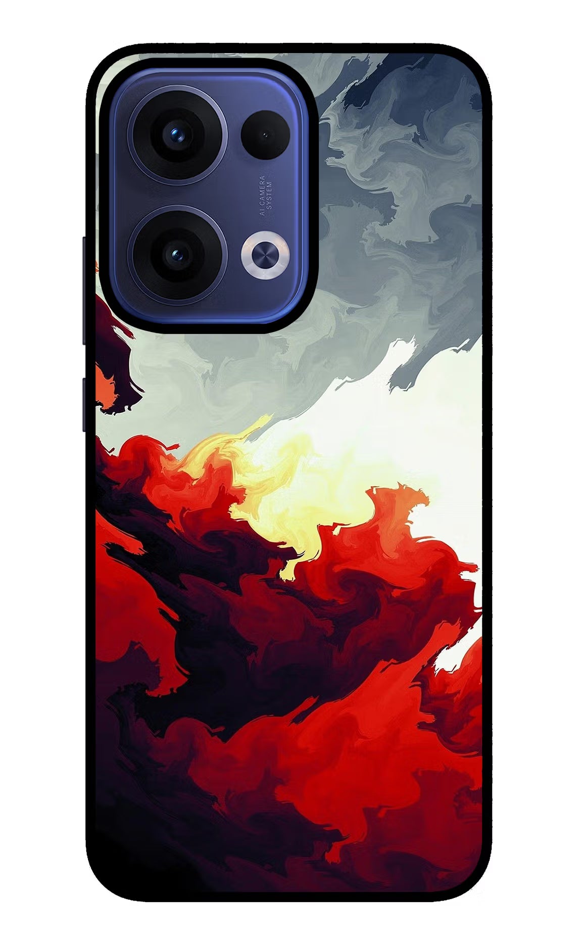 Fire Cloud Oppo Reno13 5G Glass Case Back Cover by Casekaro