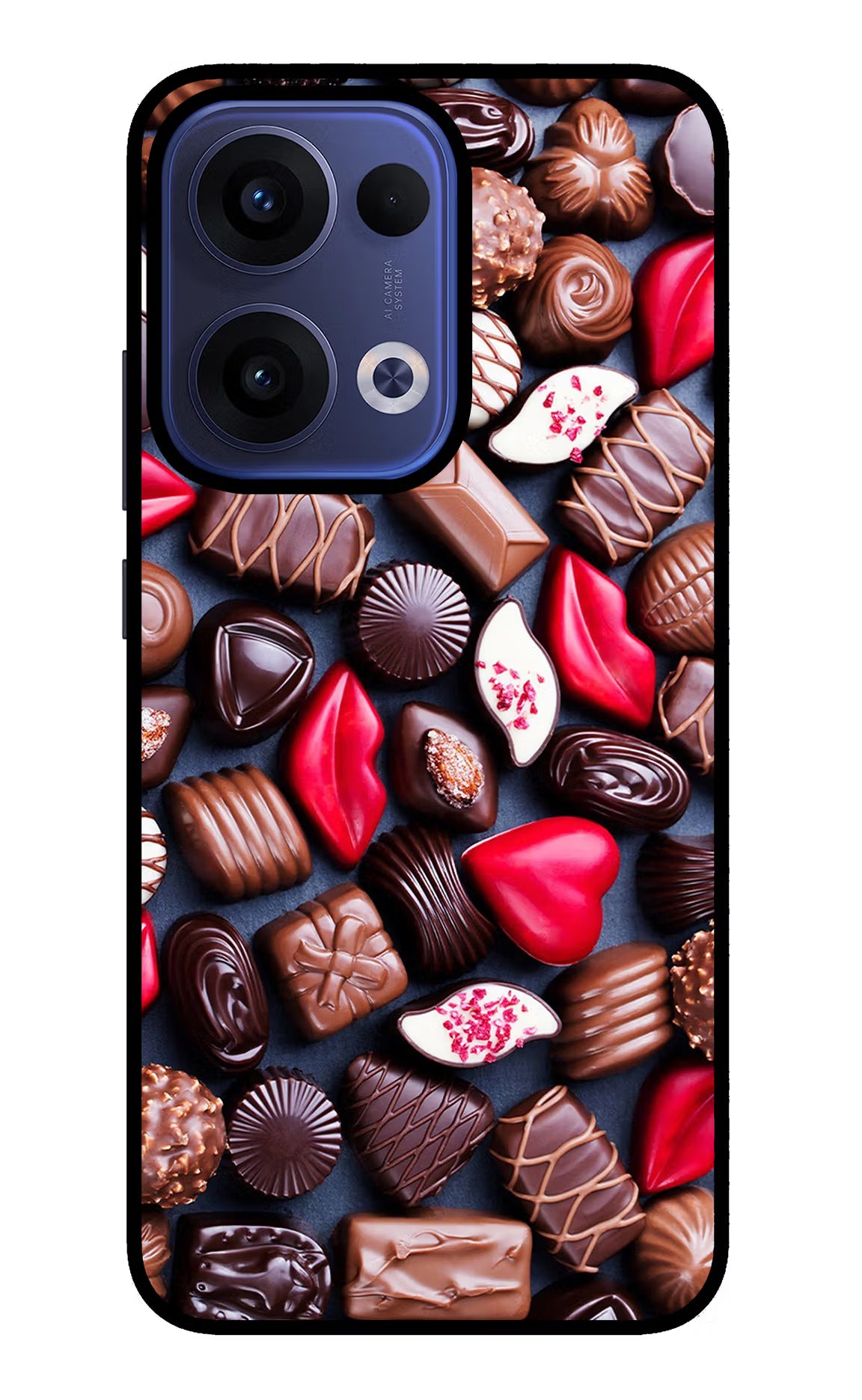 Chocolates Oppo Reno13 5G Glass Case Back Cover by Casekaro