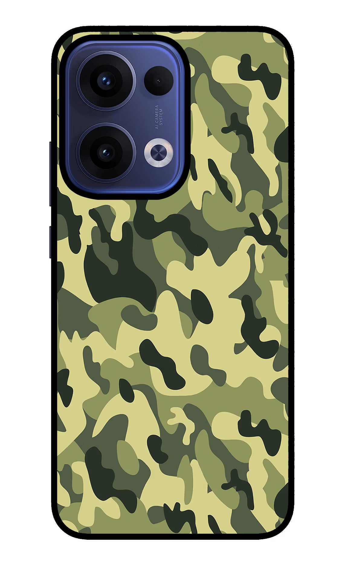 Camouflage Oppo Reno13 5G Glass Case Back Cover by Casekaro