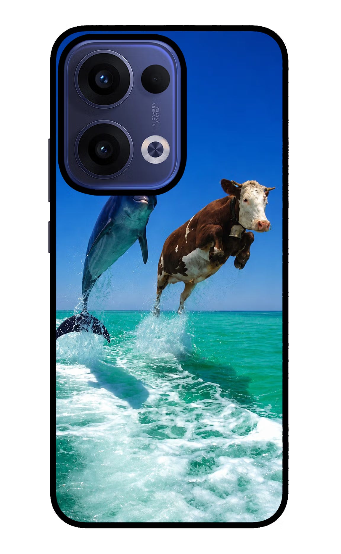 Dolphin vs Cow Oppo Reno13 5G Glass Case - Dolphin vs Cow Oppo Reno13 5G Glass Case Dolphin vs Cow Oppo Reno13 5G Glass Case