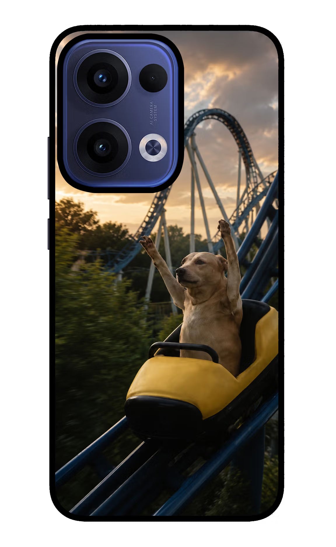 Rollercoaster Dog Oppo Reno13 5G Glass Case - Rollercoaster Dog Oppo Reno13 5G Glass Case Rollercoaster Dog Oppo Reno13 5G Glass Case