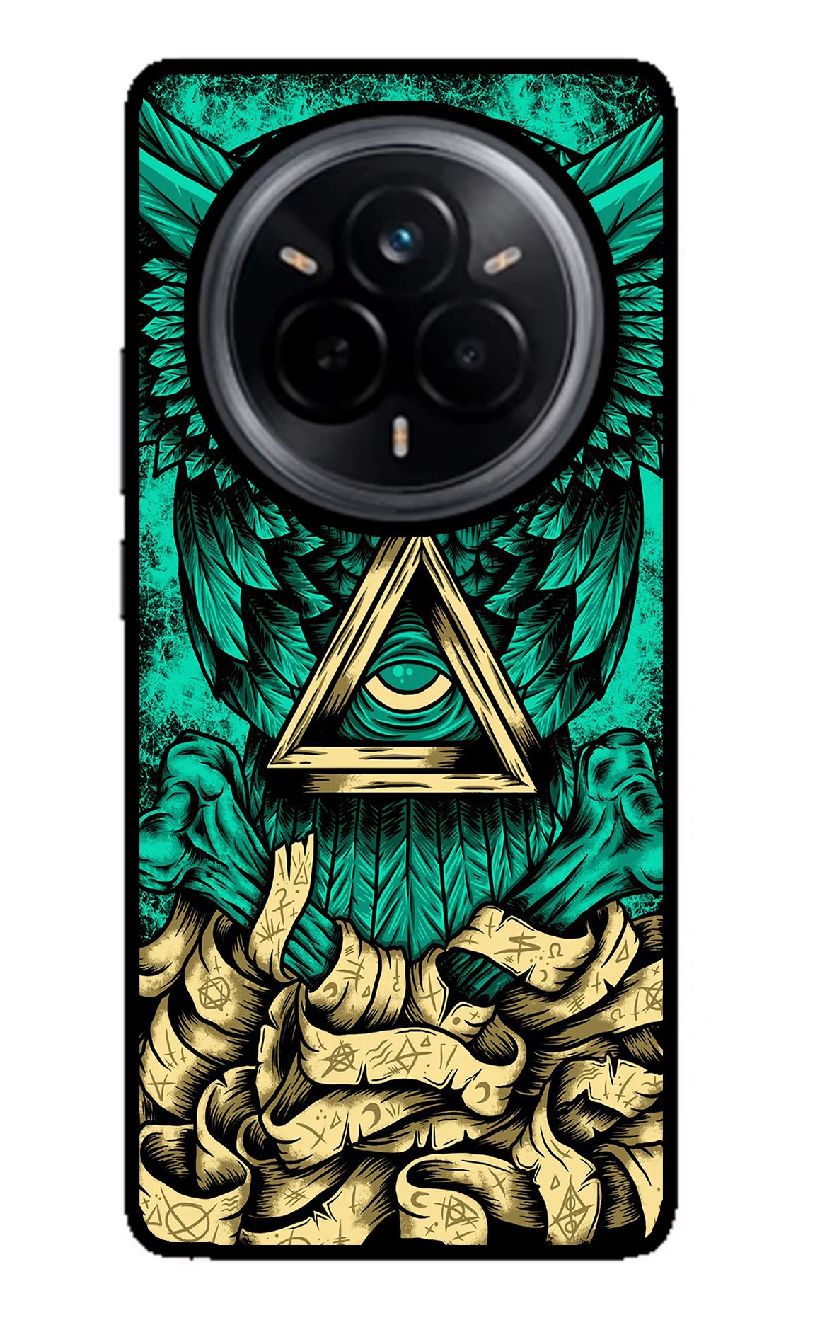 Green Owl Realme 14 Pro 5G Back Cover - Green Owl Realme 14 Pro 5G Glass Case Back Cover by Casekaro Green Owl Realme 14 Pro 5G Glass Case Back Cover by Casekaro